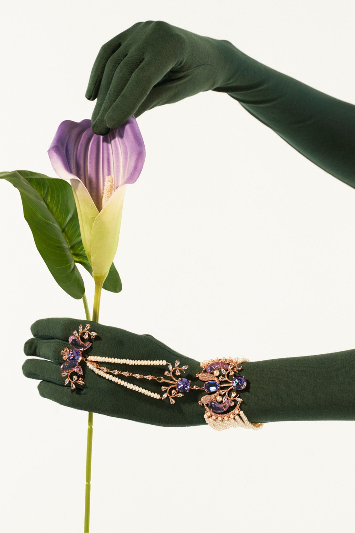 22kt Rose Gold Plated Blue Swarovski Hand Harness