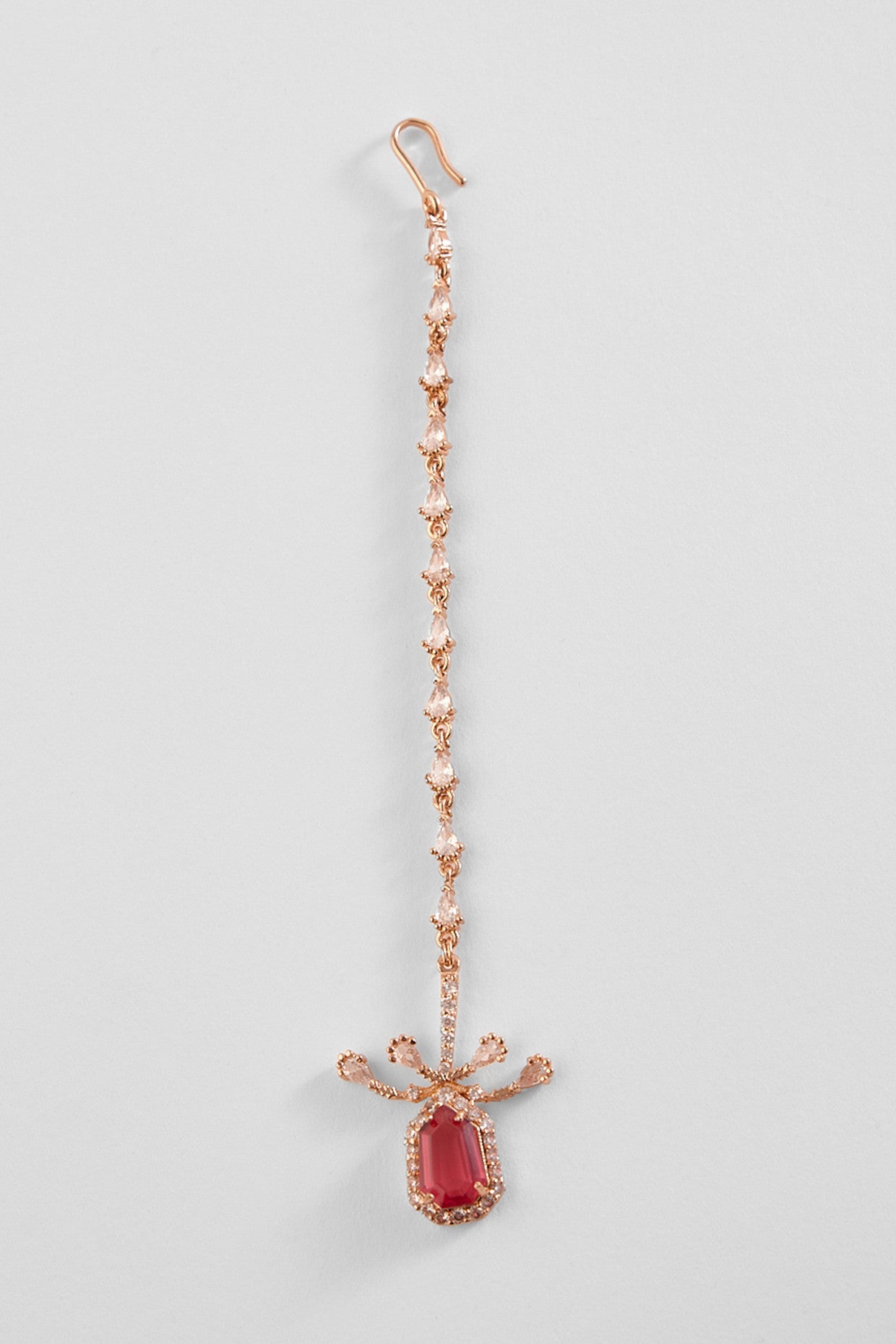 22kt Rose Gold Plated Rose Swarovski Maang Tikka