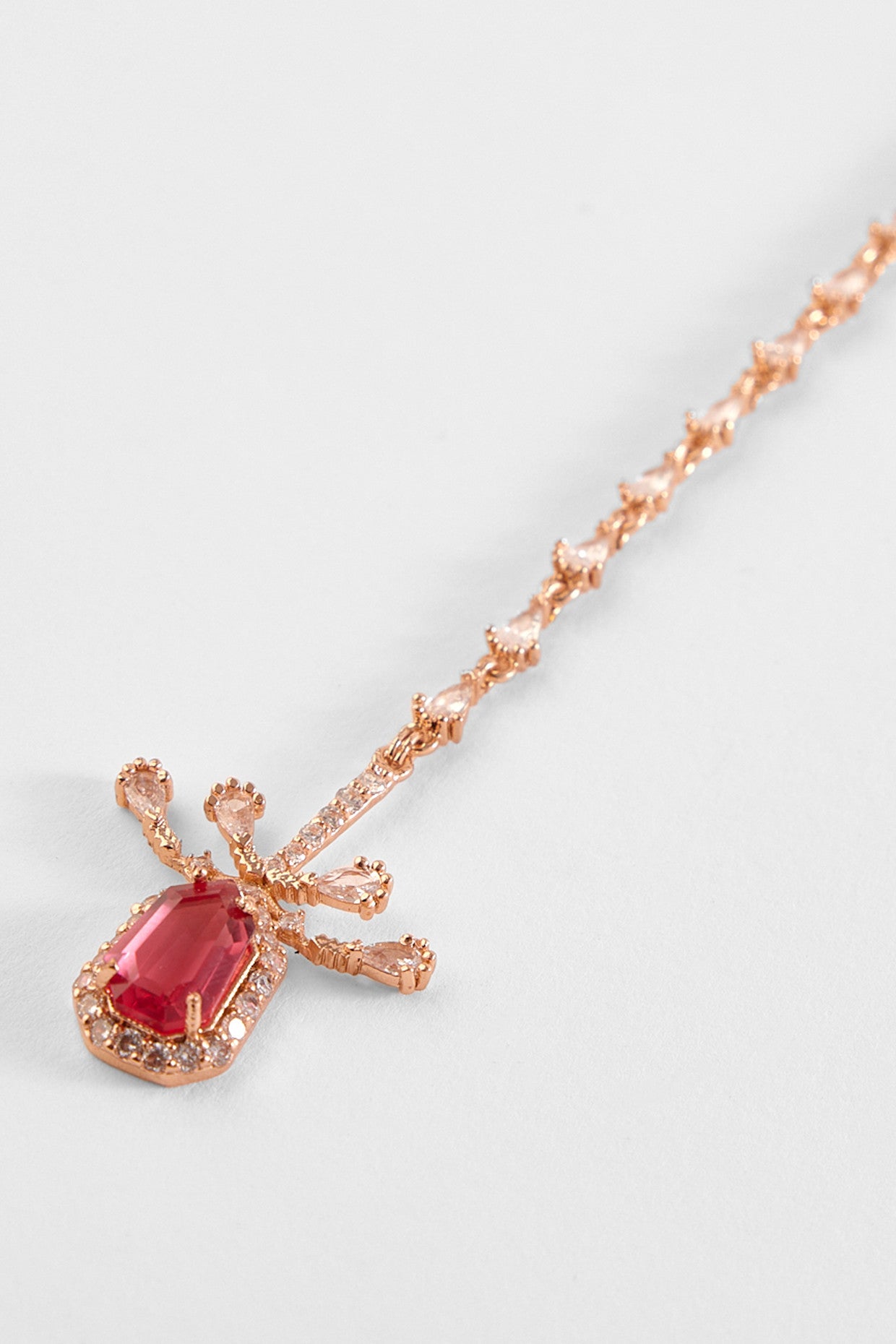 22kt Rose Gold Plated Rose Swarovski Maang Tikka