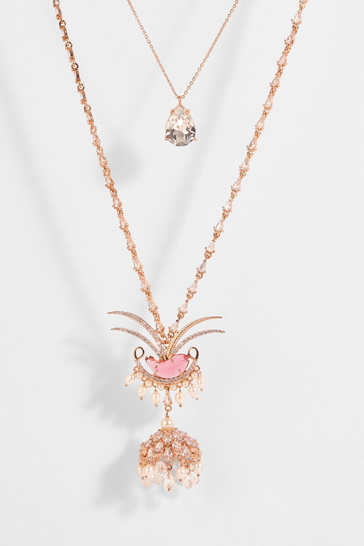 22kt Rose Gold Plated Rose Swarovski Zircon Necklace