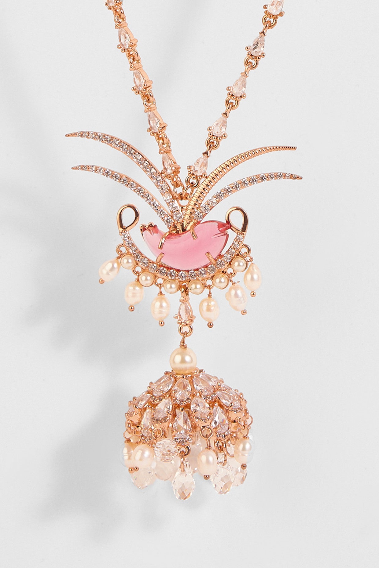 22kt Rose Gold Plated Rose Swarovski Zircon Necklace