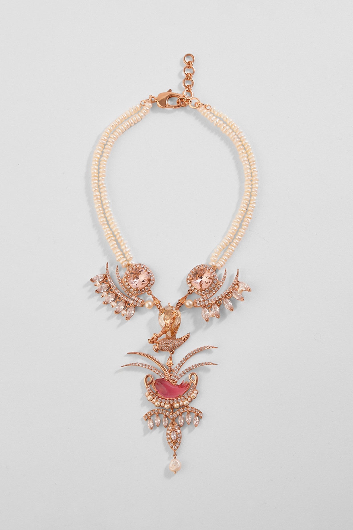 22kt Rose Gold Plated Rose Swarovski Necklace