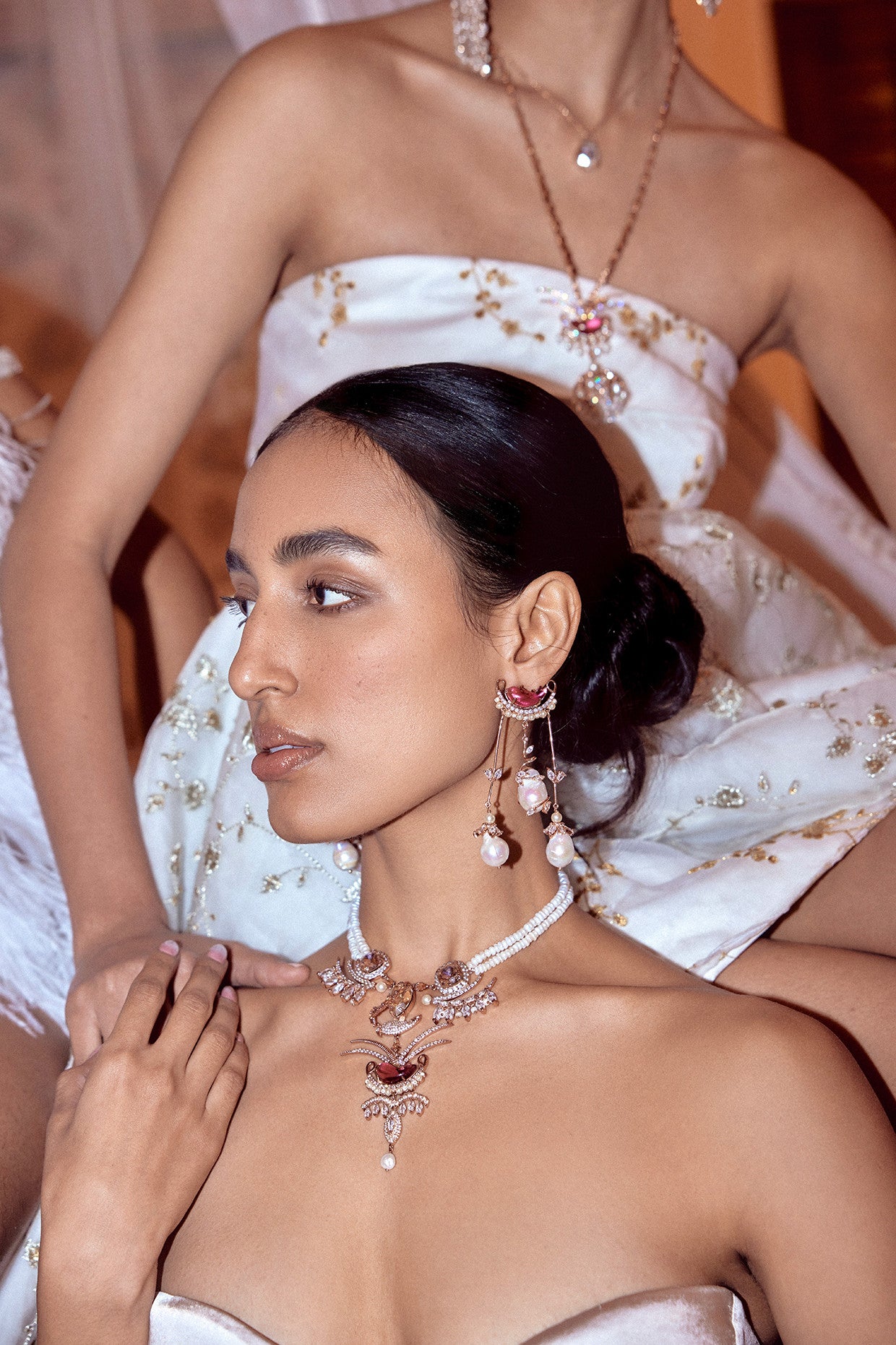 22kt Rose Gold Plated Rose Swarovski Necklace