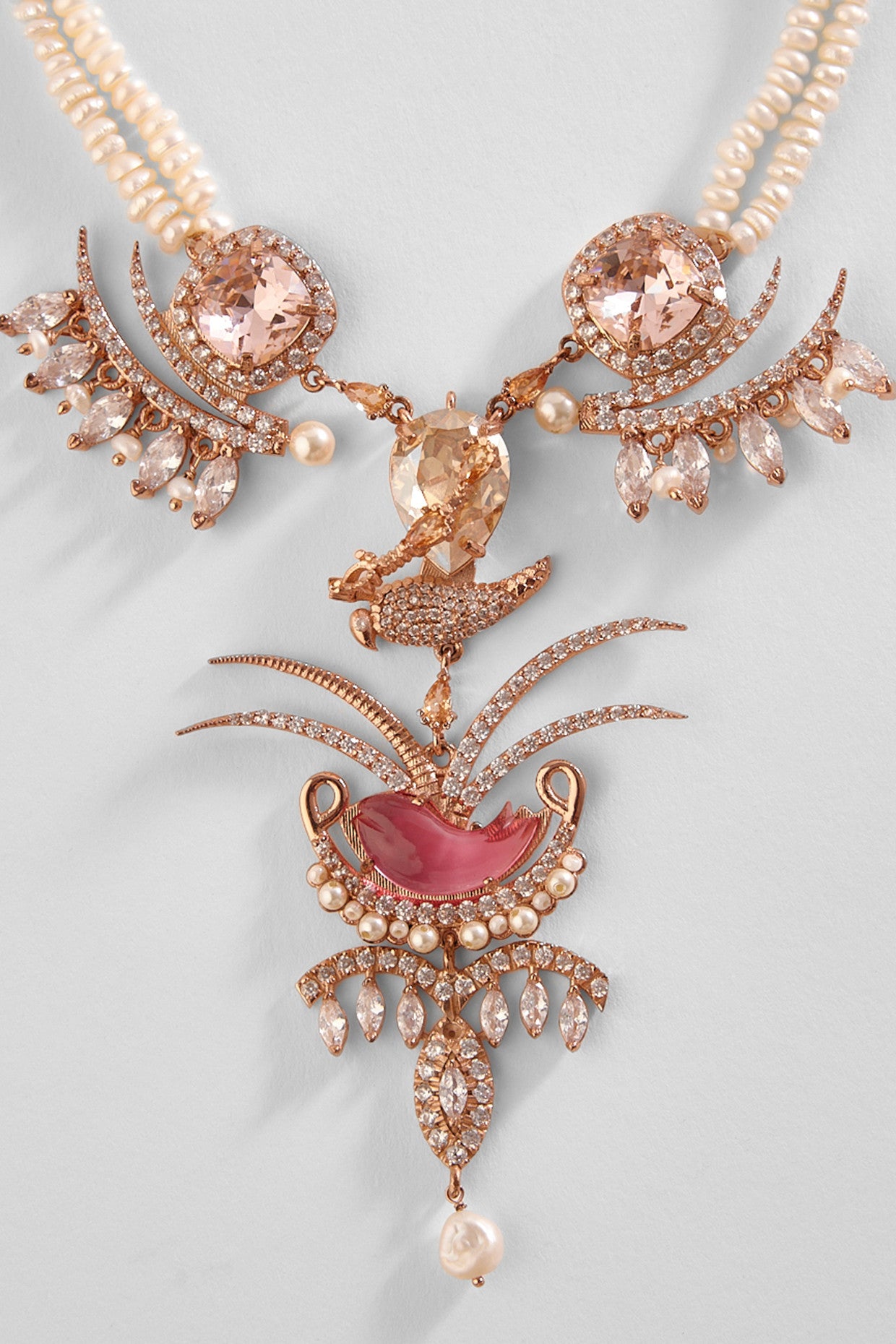 22kt Rose Gold Plated Rose Swarovski Necklace