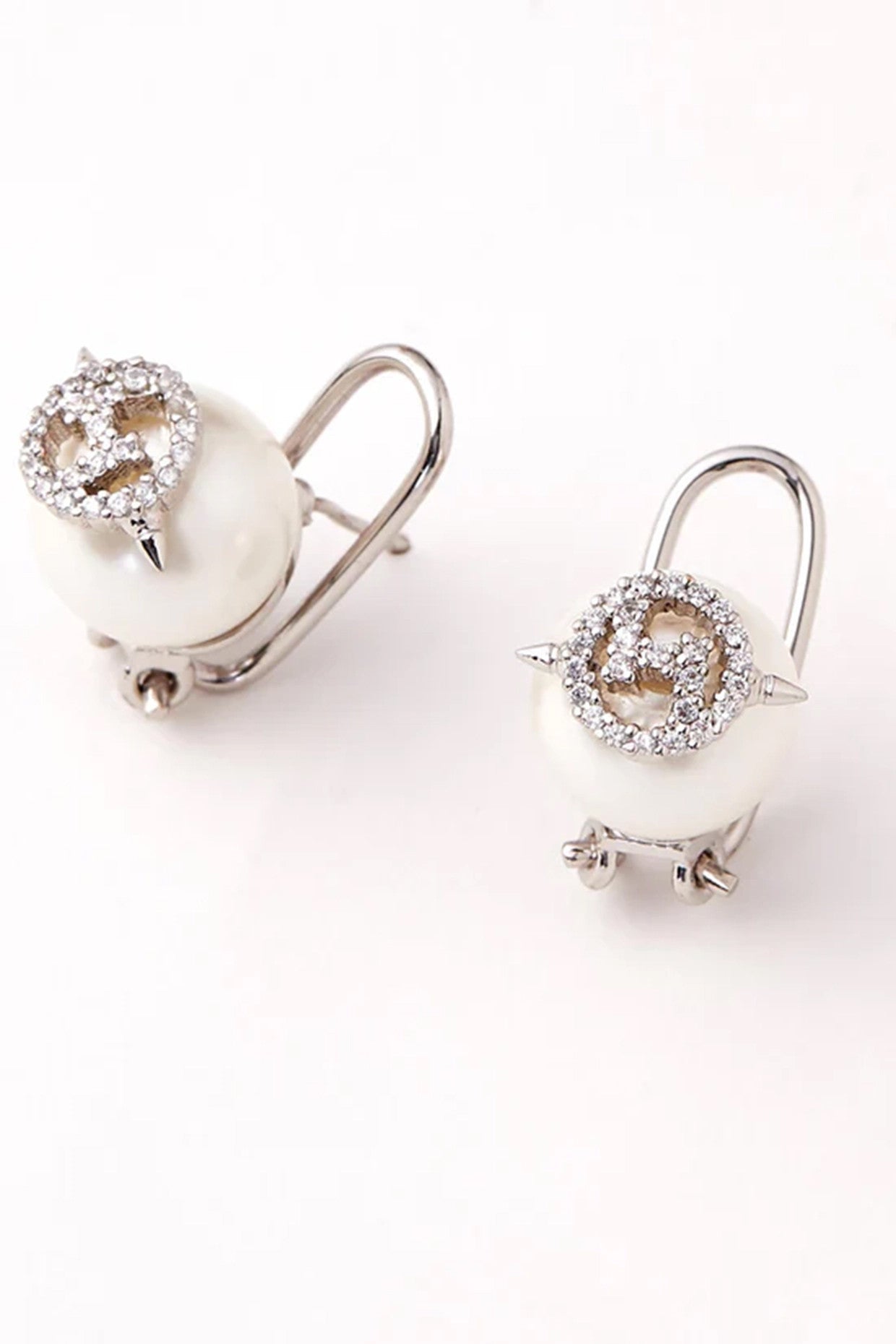 22kt Silver Plated Crystal and Pearl Stud Earrings