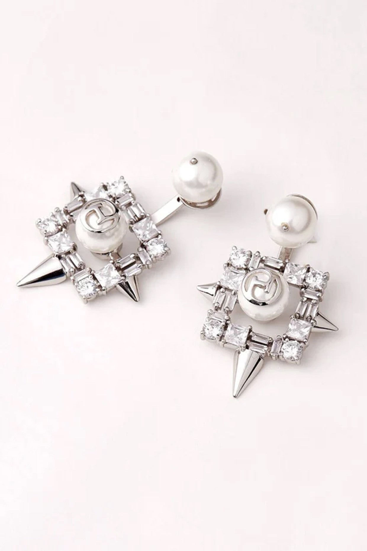 22kt Silver Plated Pearl and White Swarovski Earrings