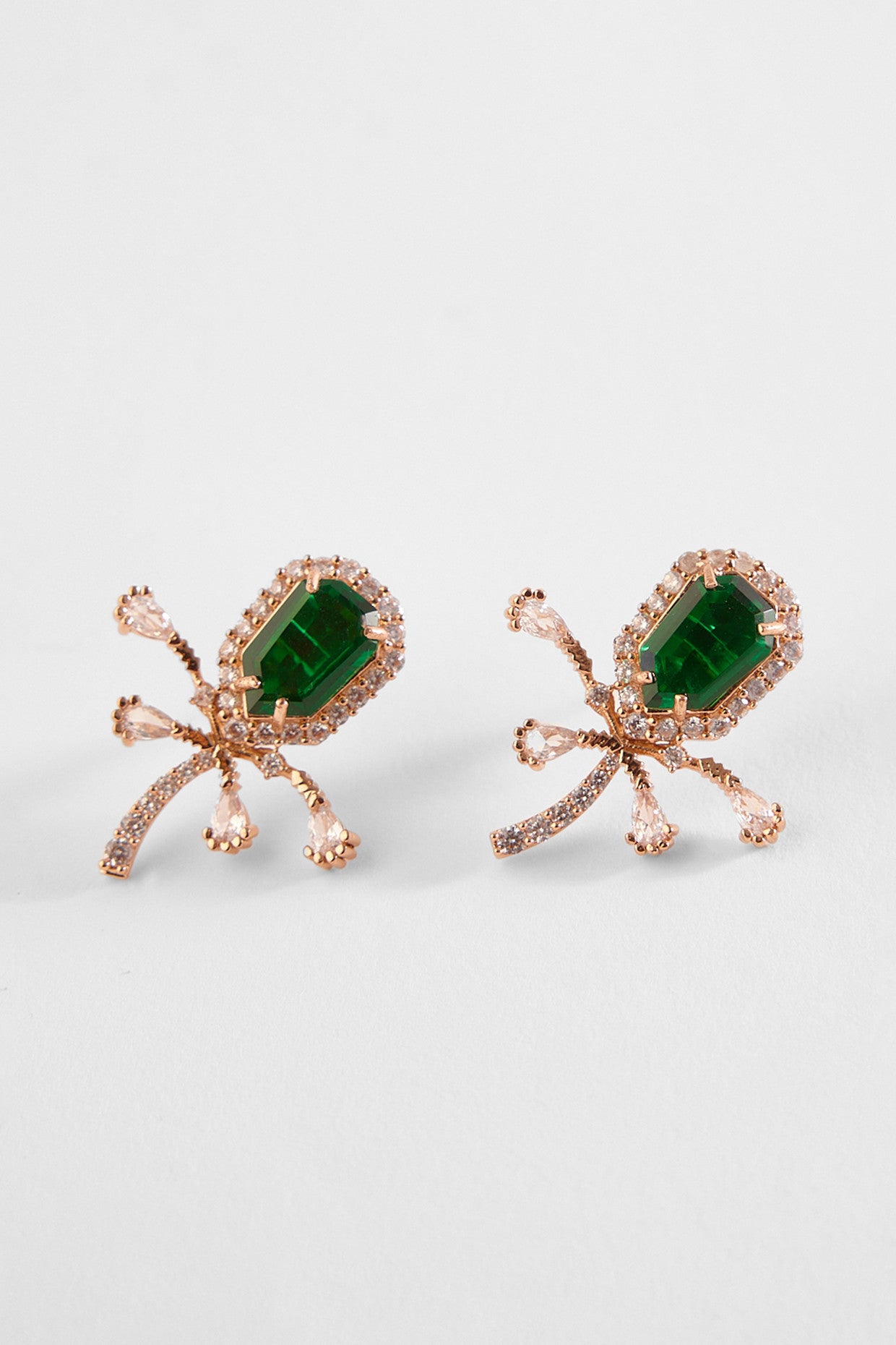 22kt Rose Gold Plated Emerald Green Earcuffs