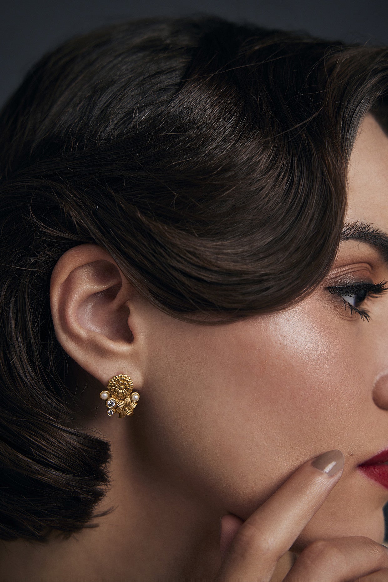 22kt Gold Plated Opaline Helmi Stud Earrings