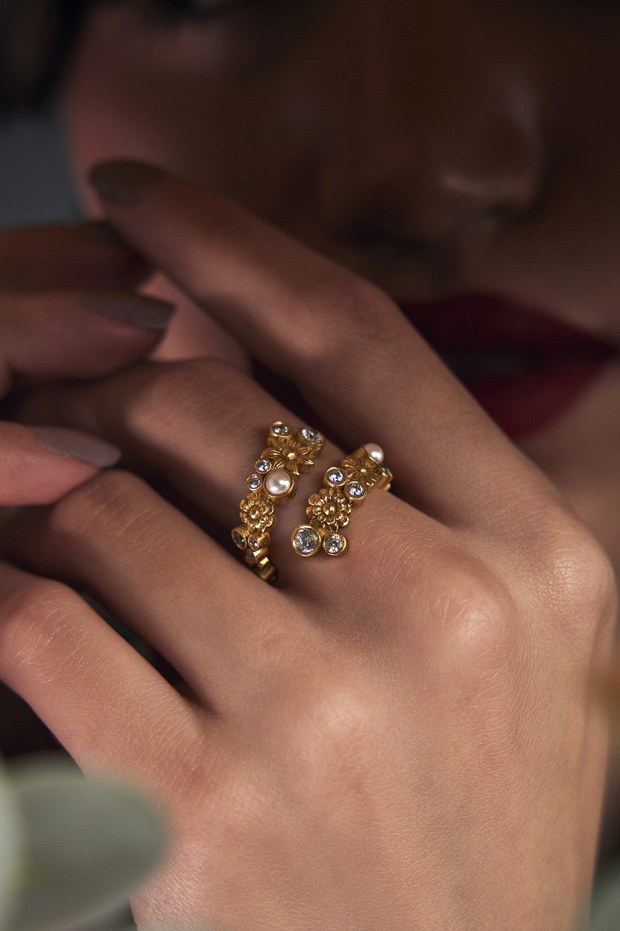 22kt Gold Plated Opaline Helmi Ring