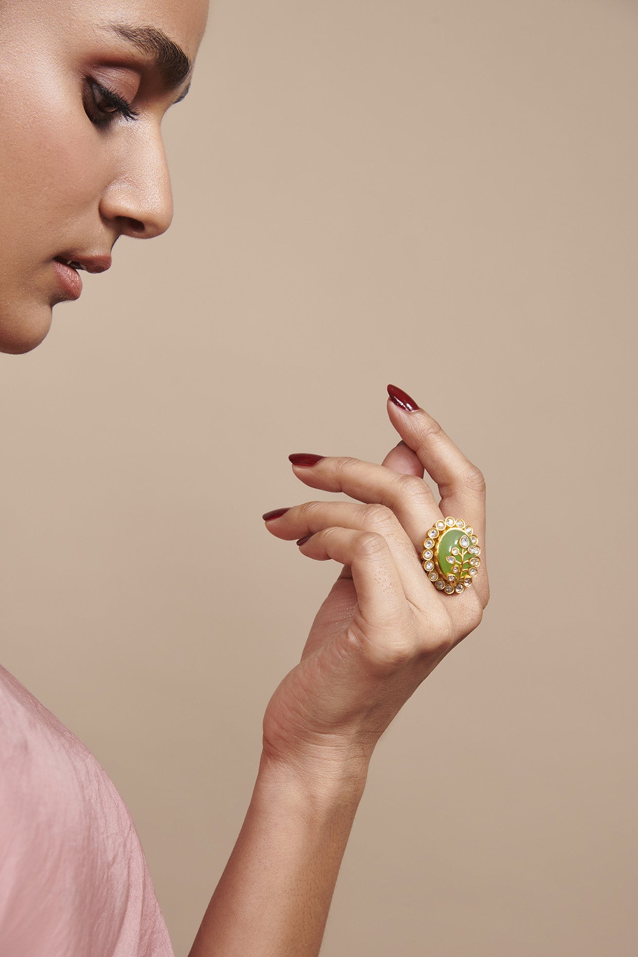 22kt Loren Ring In Dusty Green Hue