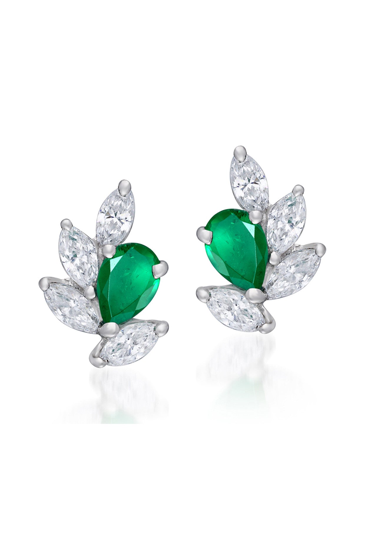 Man Made Emerald Pear Cut and White Swarovski Zirconia Earrings