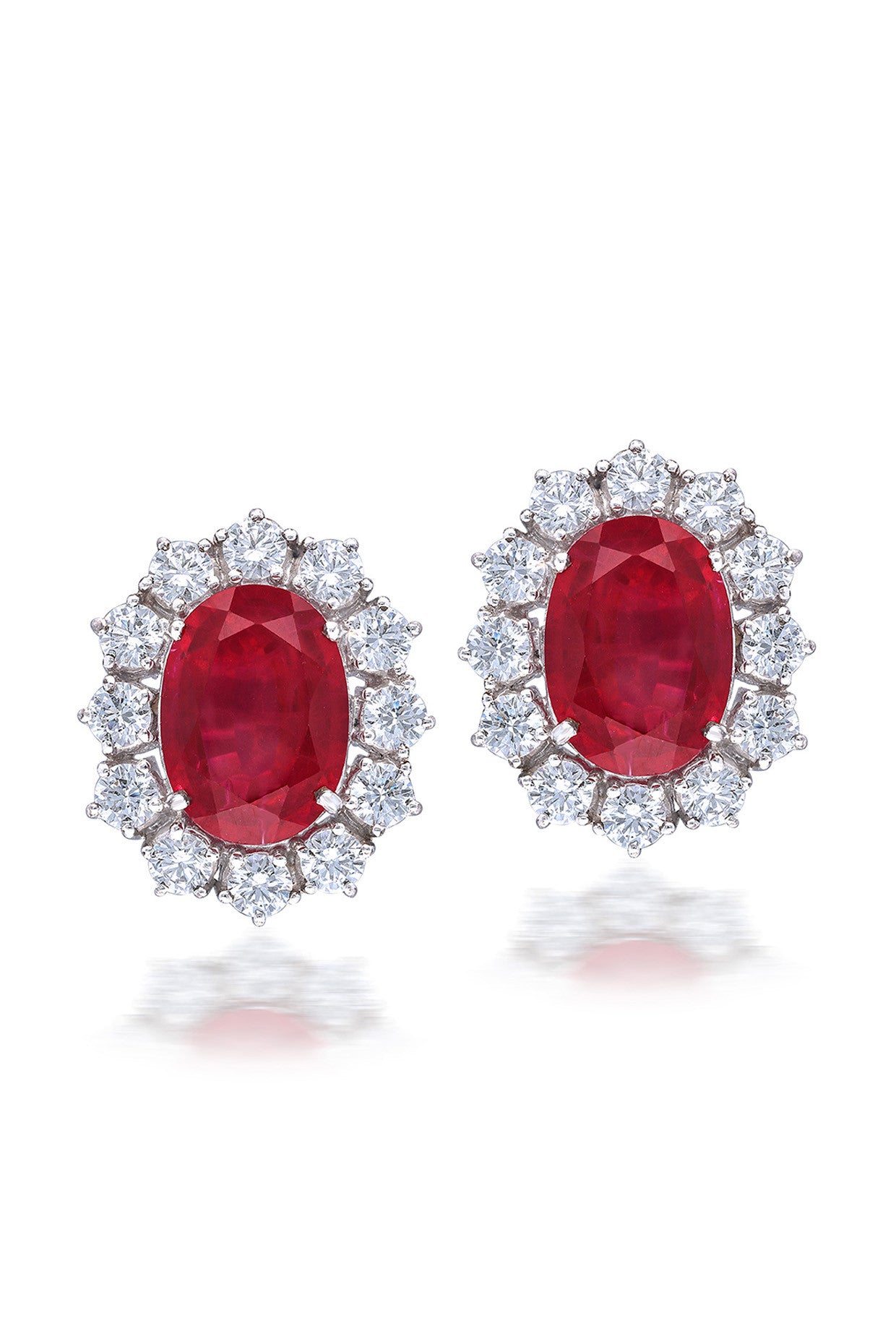 Man Made Red Ruby and White Swarovski Zirconia Earrings