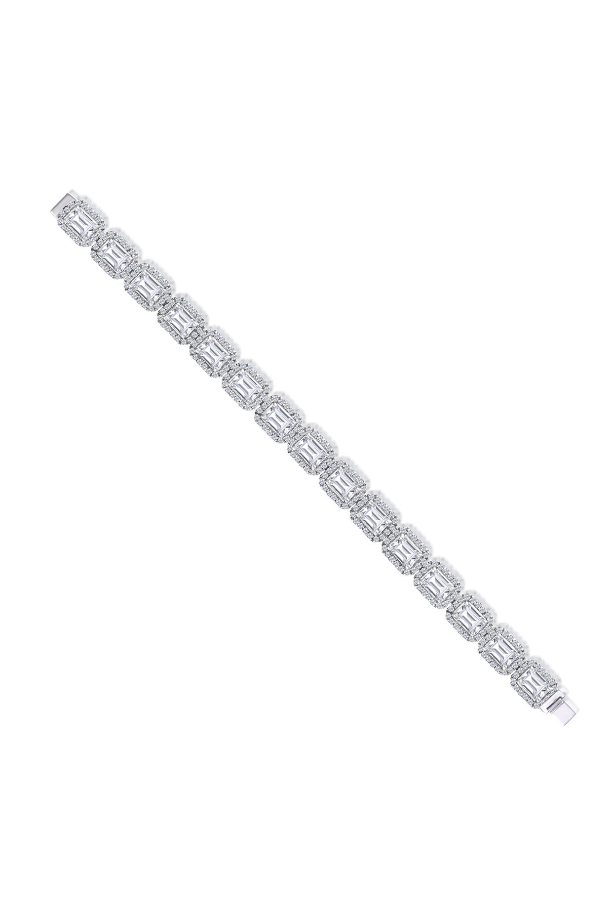 Emerald and Round Cut White Swarovski Zirconia Bracelet