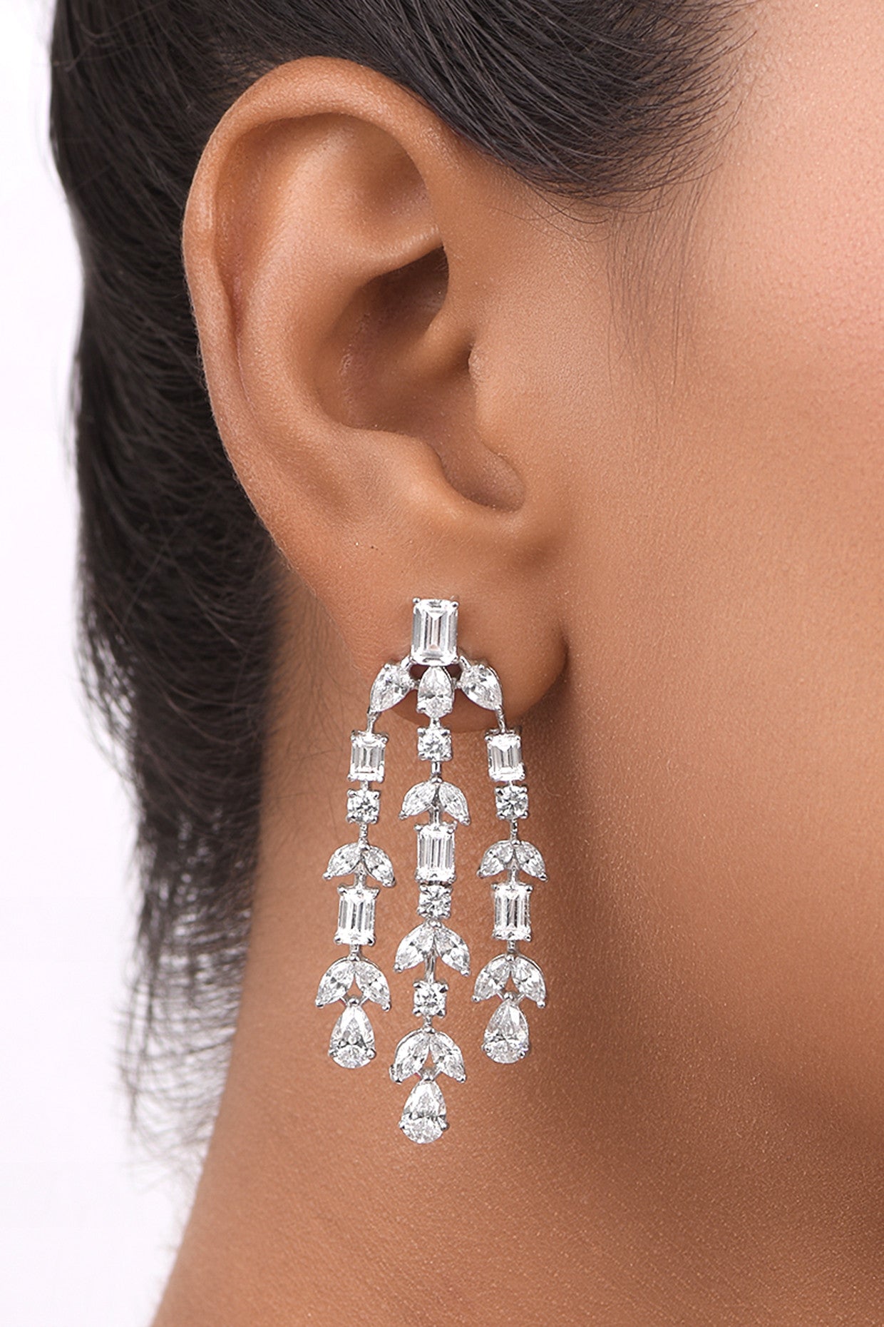 Chandelier White Swarovski Zirconia Earrings