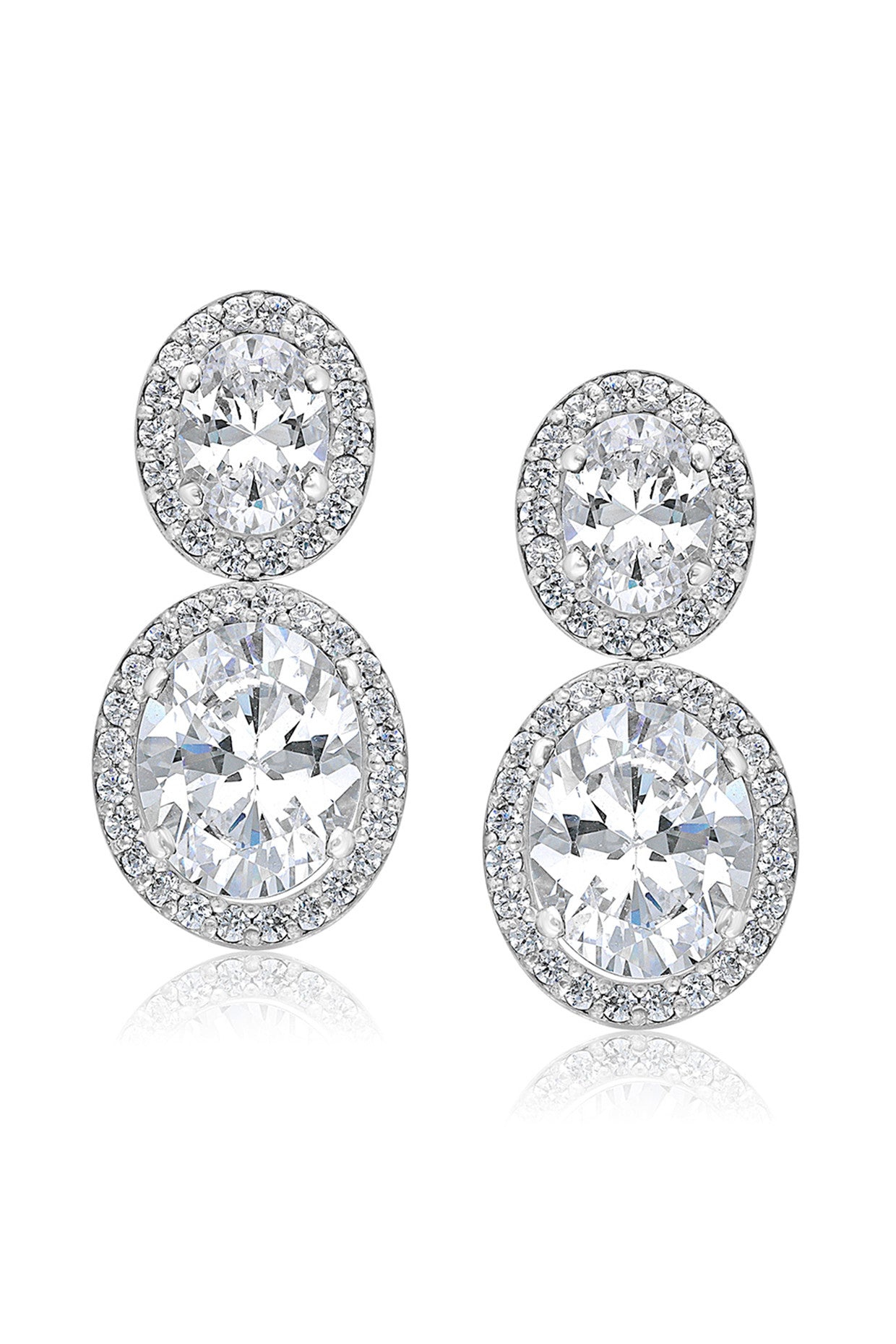 Oval and Round Cut White Swarovski Zirconia Earrings