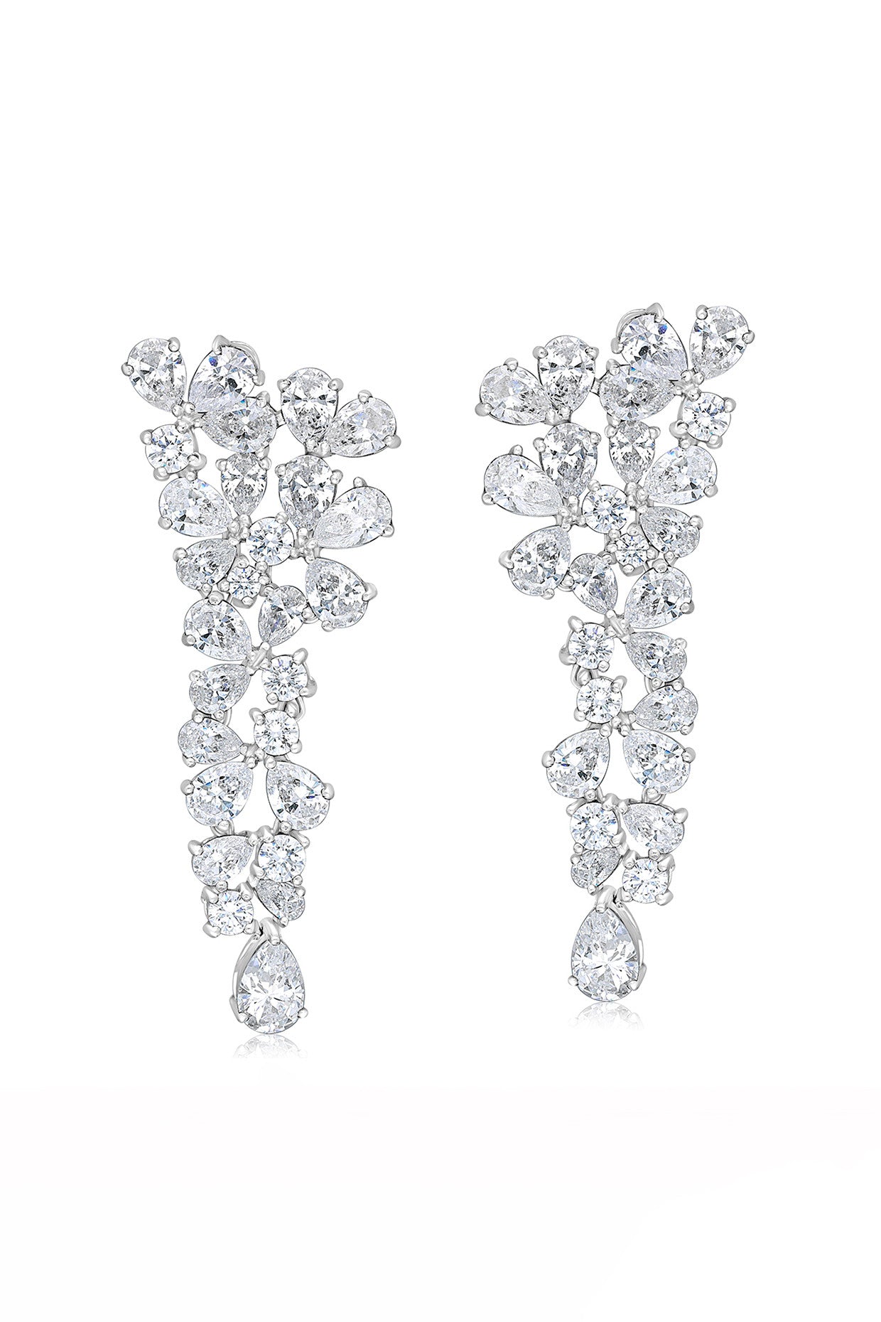 Pear and Round Cut White Swarovski Zirconia Earrings