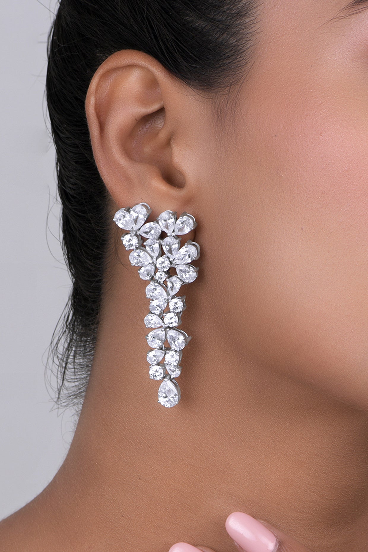 Pear and Round Cut White Swarovski Zirconia Earrings