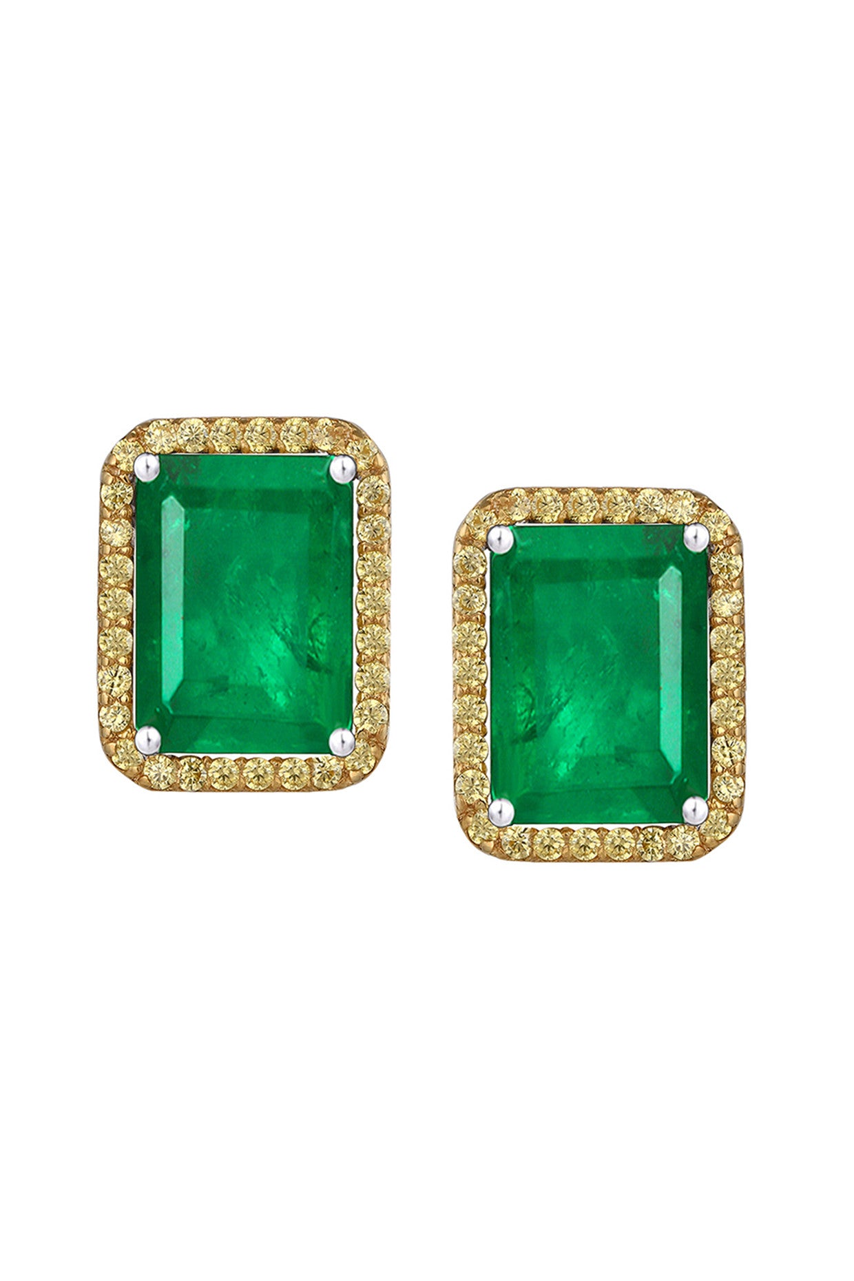 Man Made Green Emerald and Yellow Swarovski Zirconia Studs