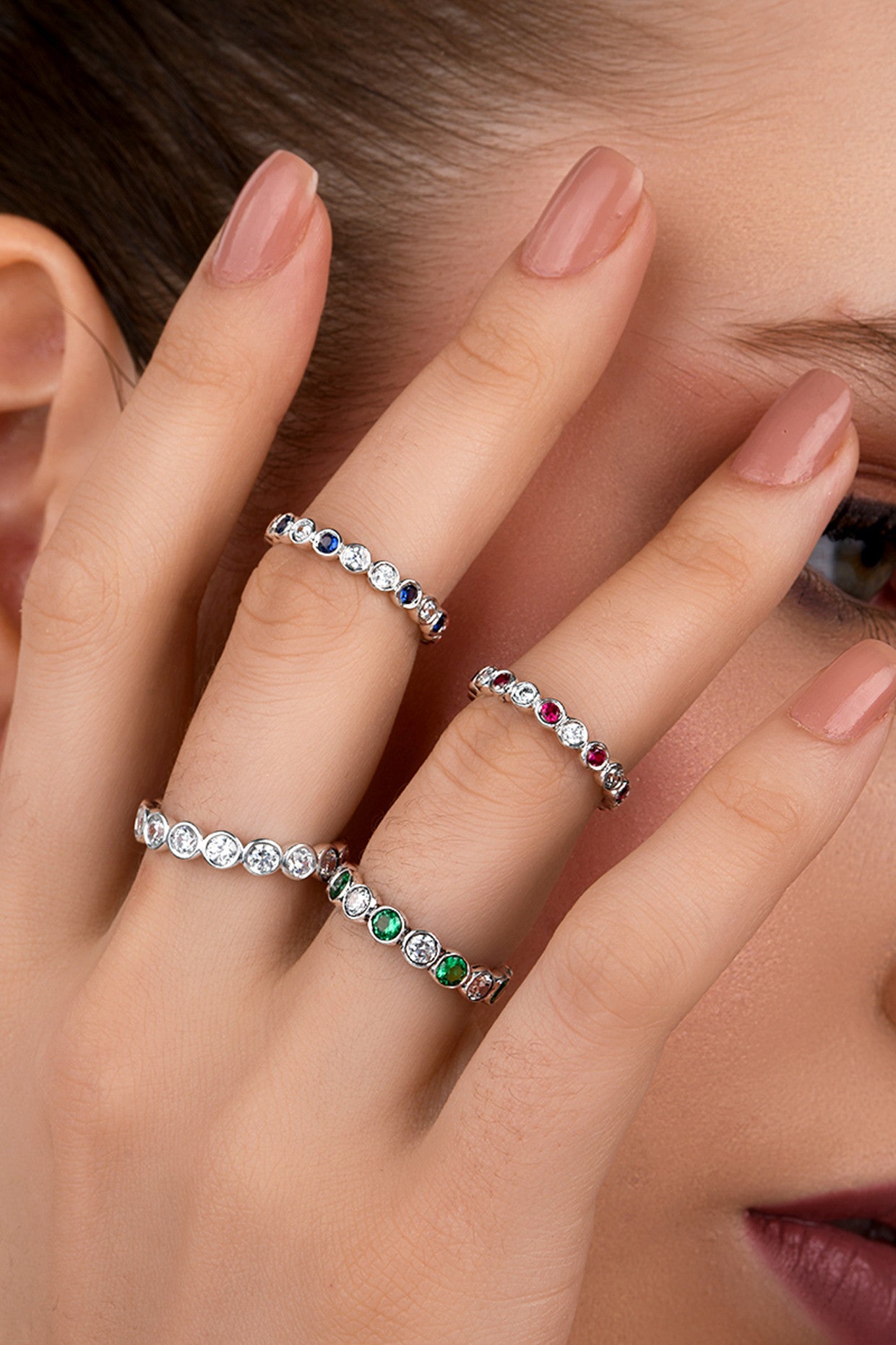 Round Cut White Swarovski Zirconia Eternity Ring