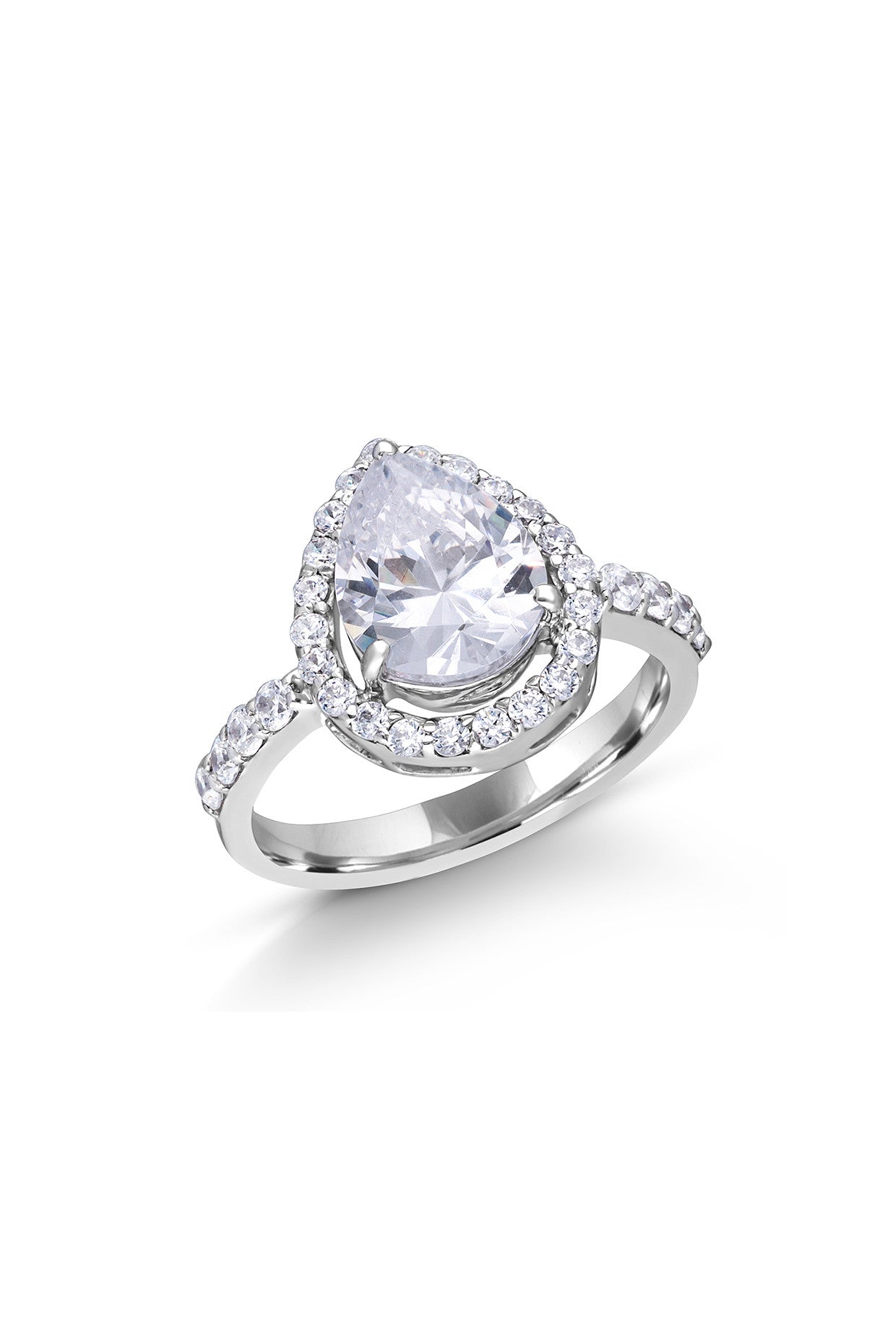 Pearl and Round Cut White Swarovski Zirconia Halo Ring