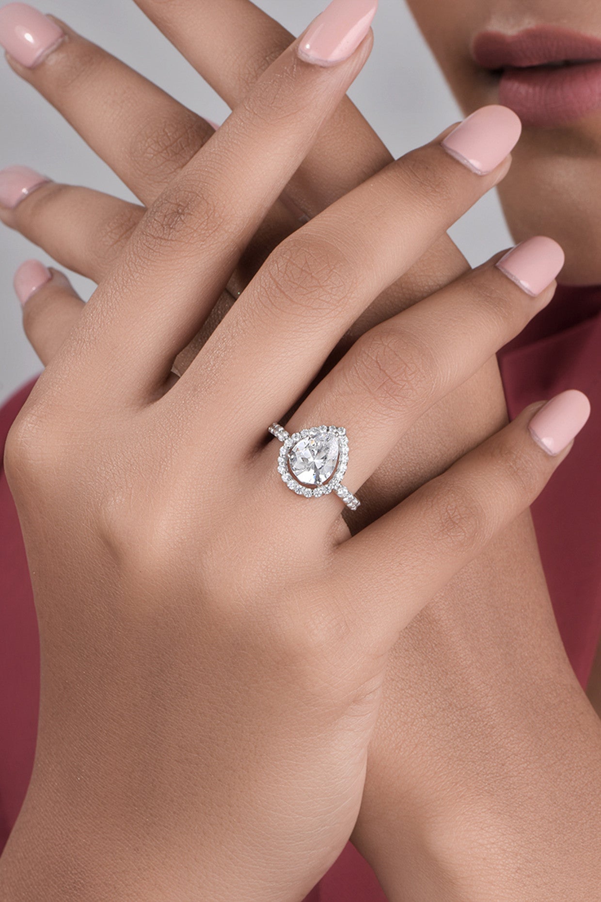 Pearl and Round Cut White Swarovski Zirconia Halo Ring