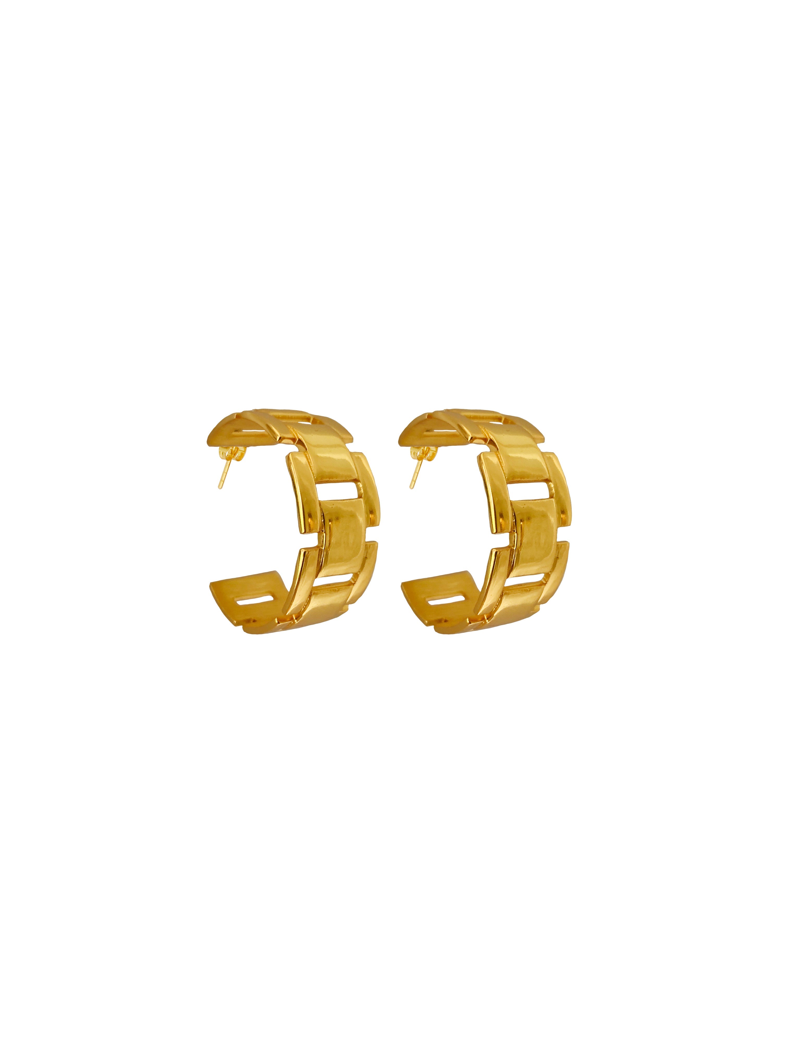 Gold Plated Geometric Serpent Hoops