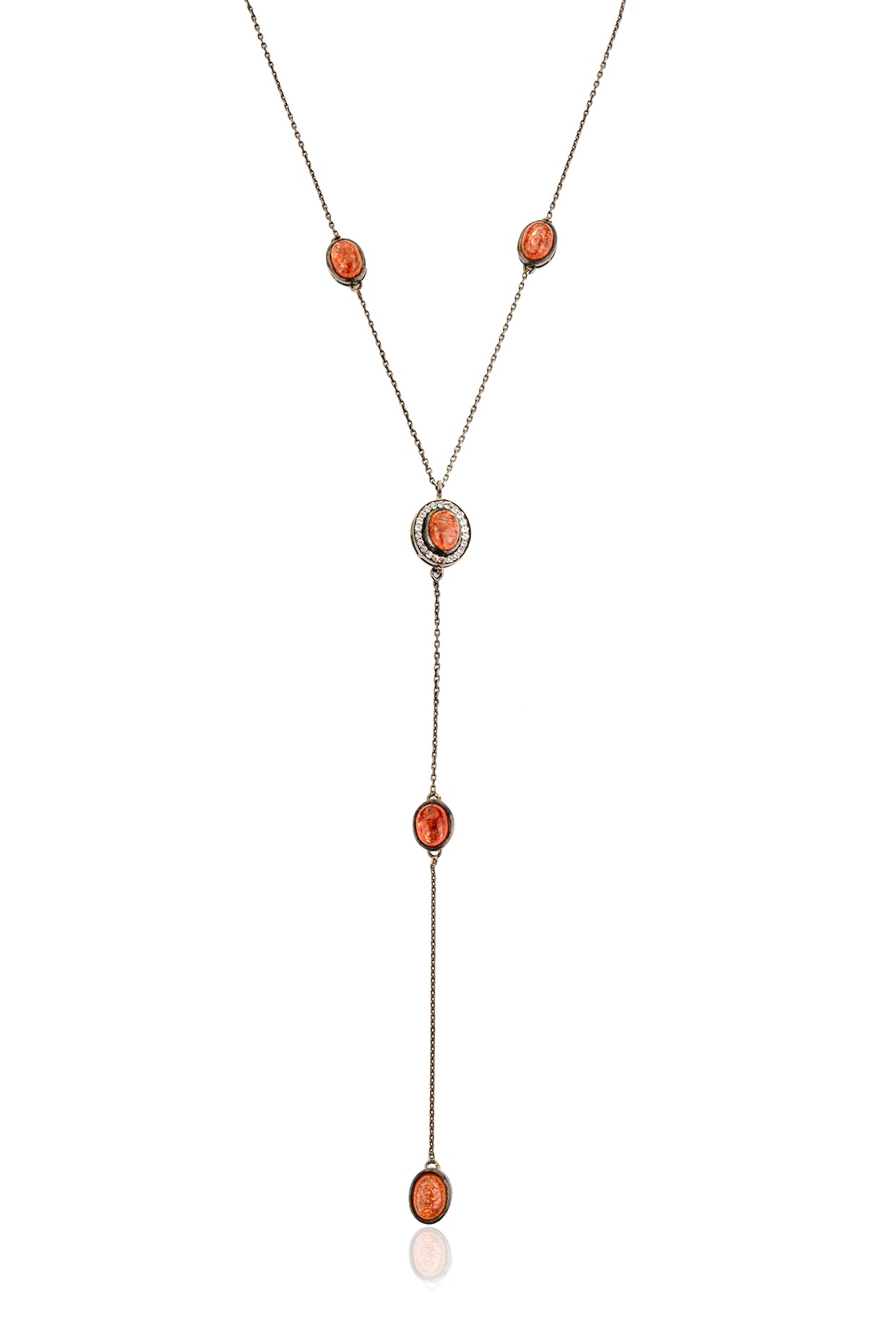 Sunstone Duo Necklace in Sterling Silver