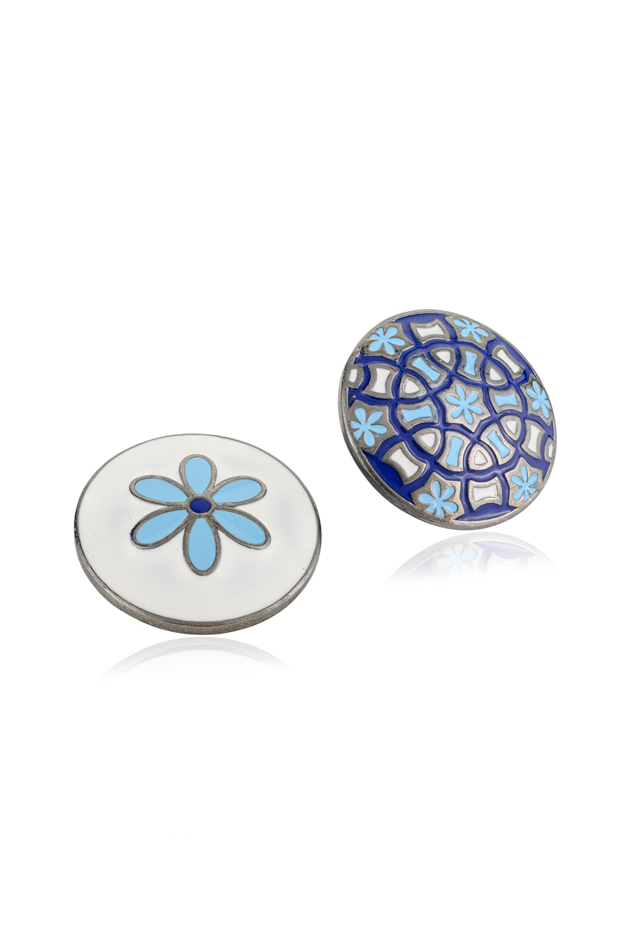 Jaipur Button in Sterling Silver