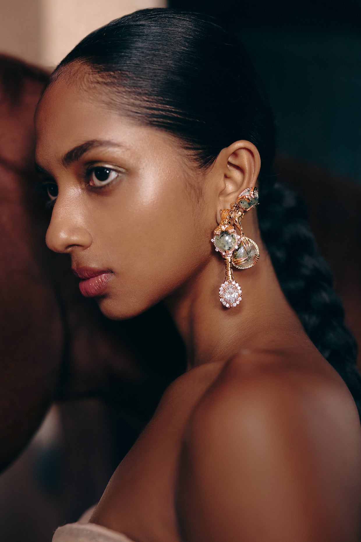 Leopard Trail Drop Earrings in Prehnite