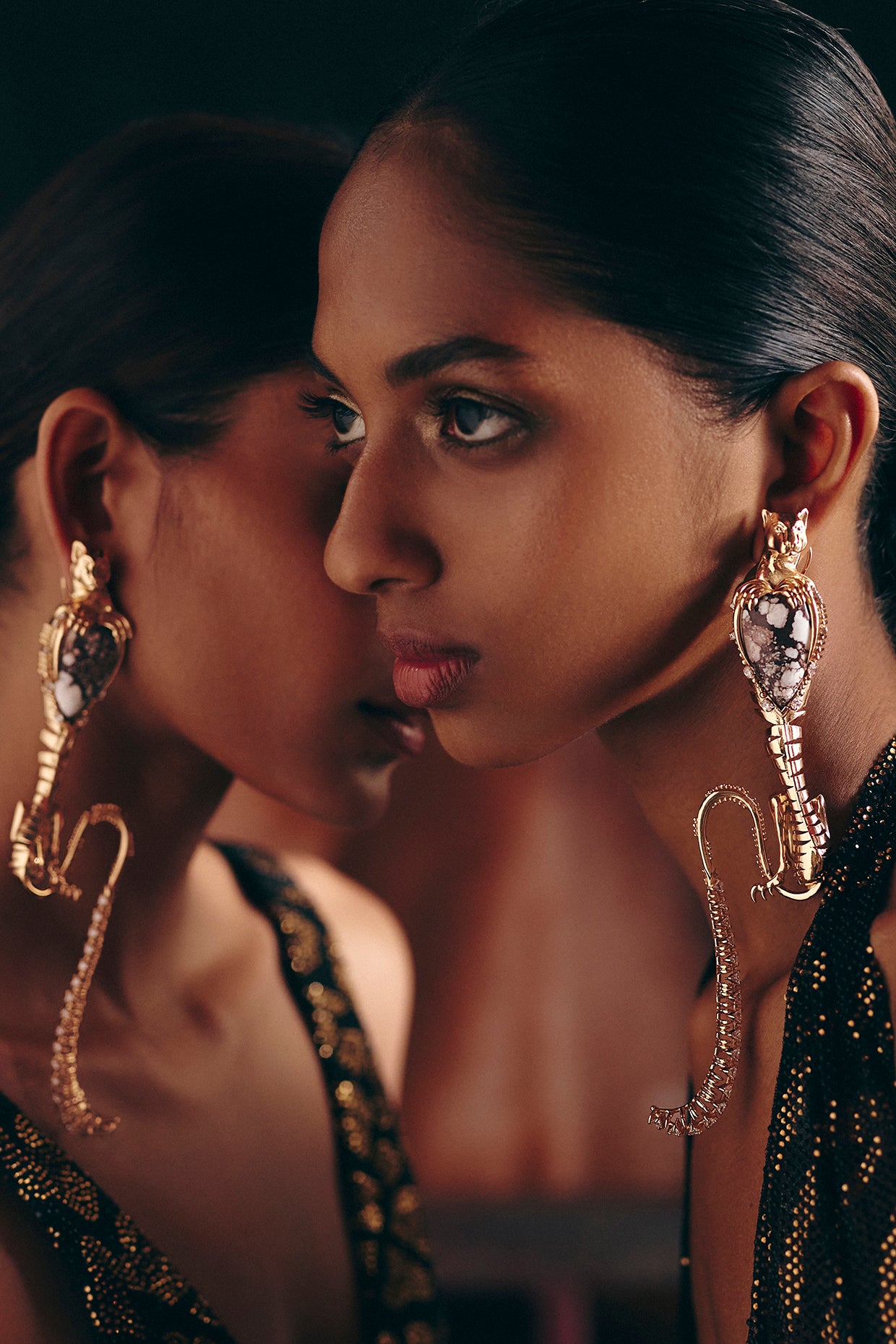 Temptress Leopard Statement Earrings in Wild- horse Jasper