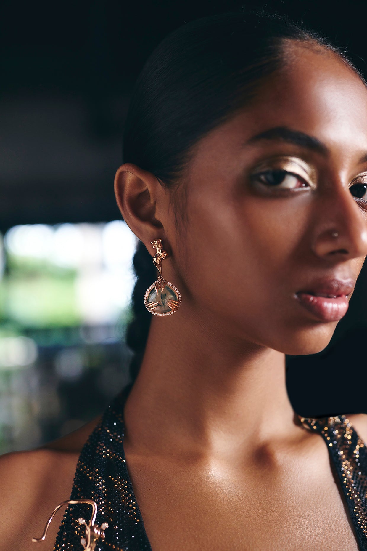 La Leopard Claw Drop Earrings in Prehnite