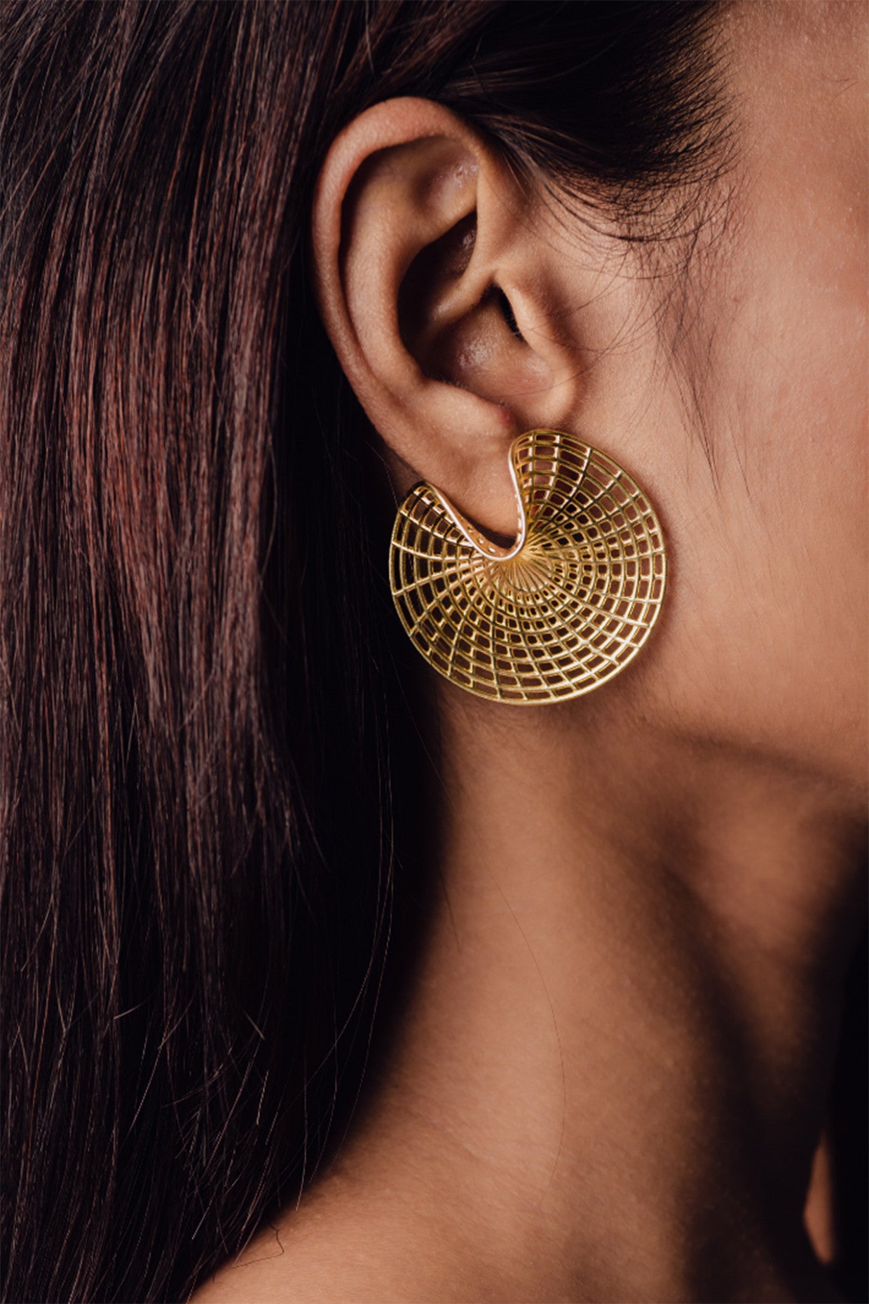 14k Gold Plated Fan Earring