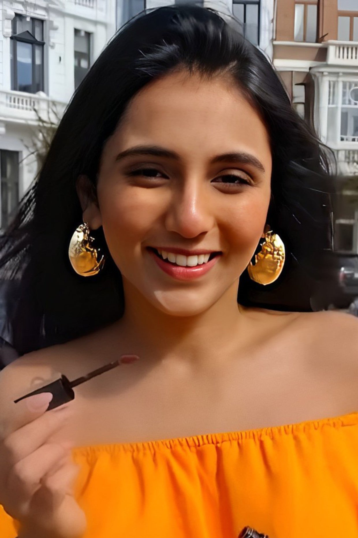 14k Gold Plated Crescent Earring