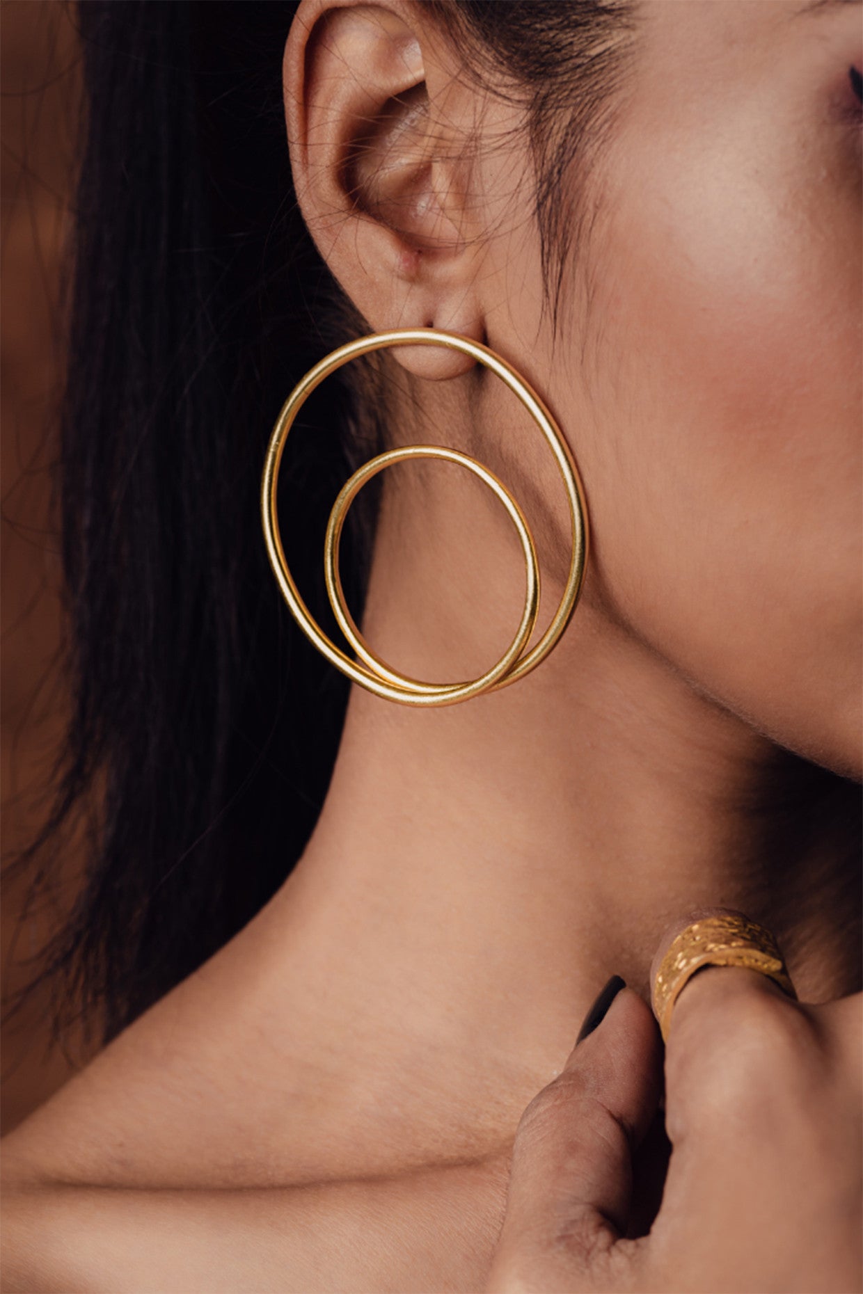 14k Gold Plated Double Loop Earring