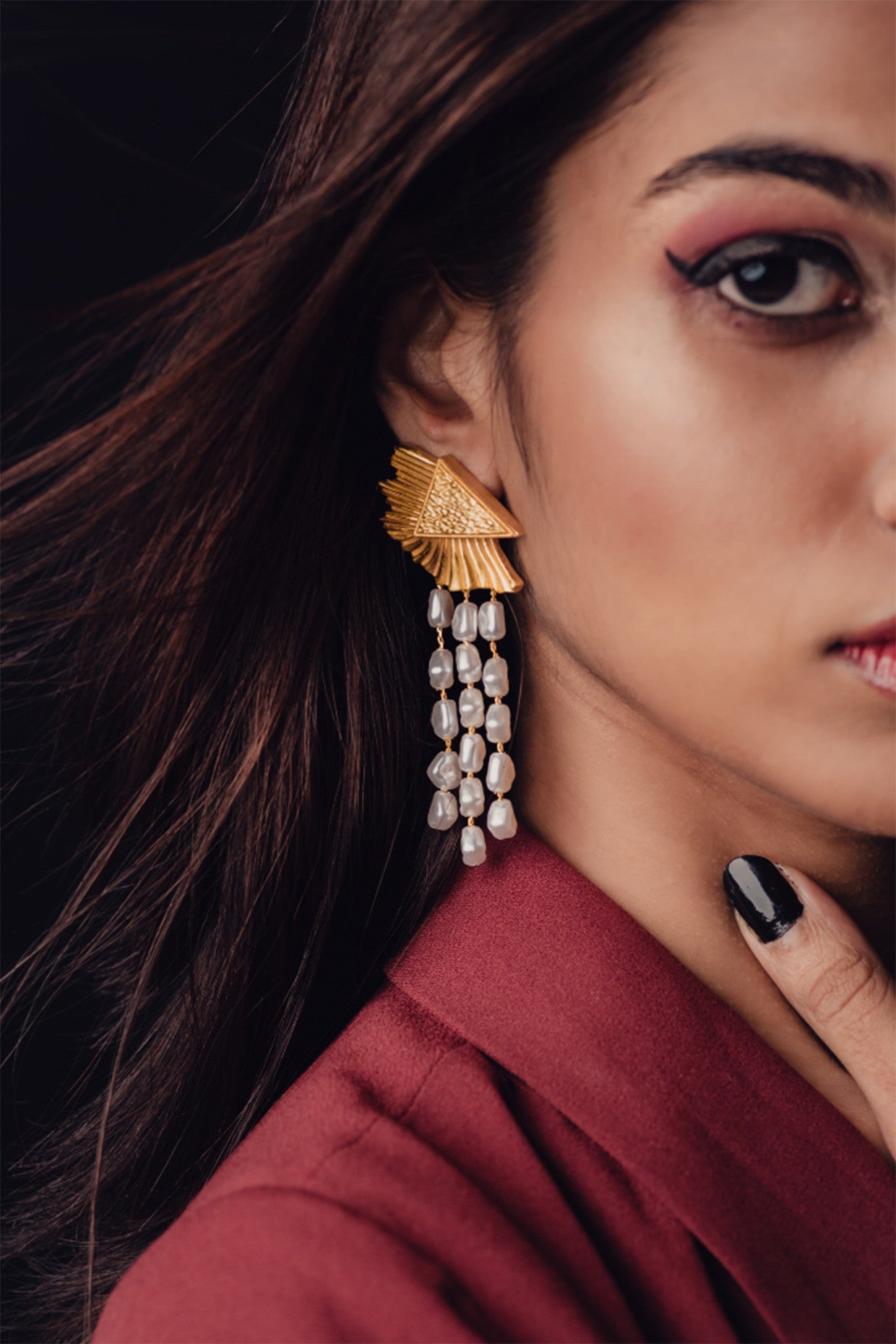 14k Gold Plated Pearl Dangler Earrings