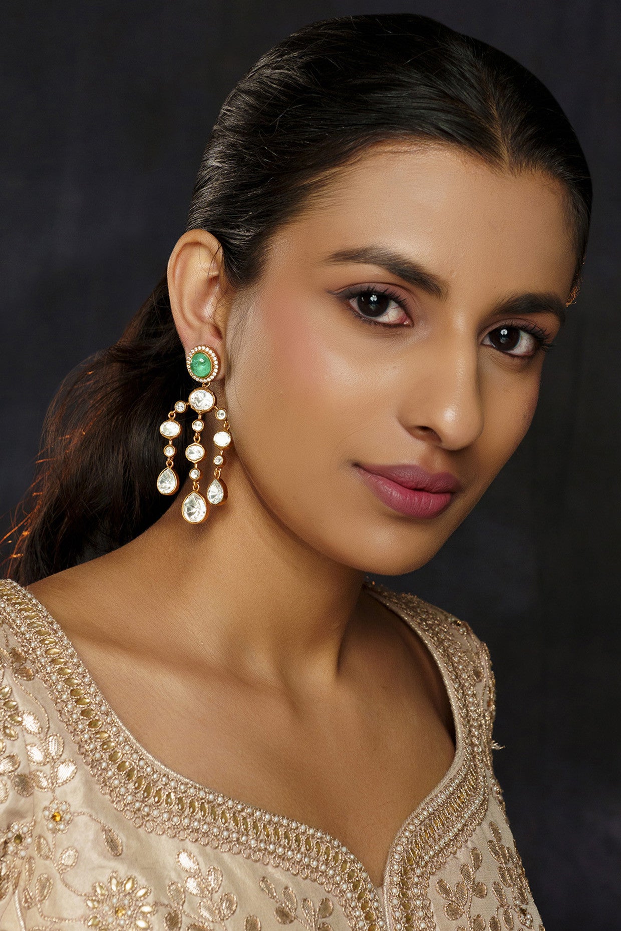 Aaru Green Moissanite Earrings