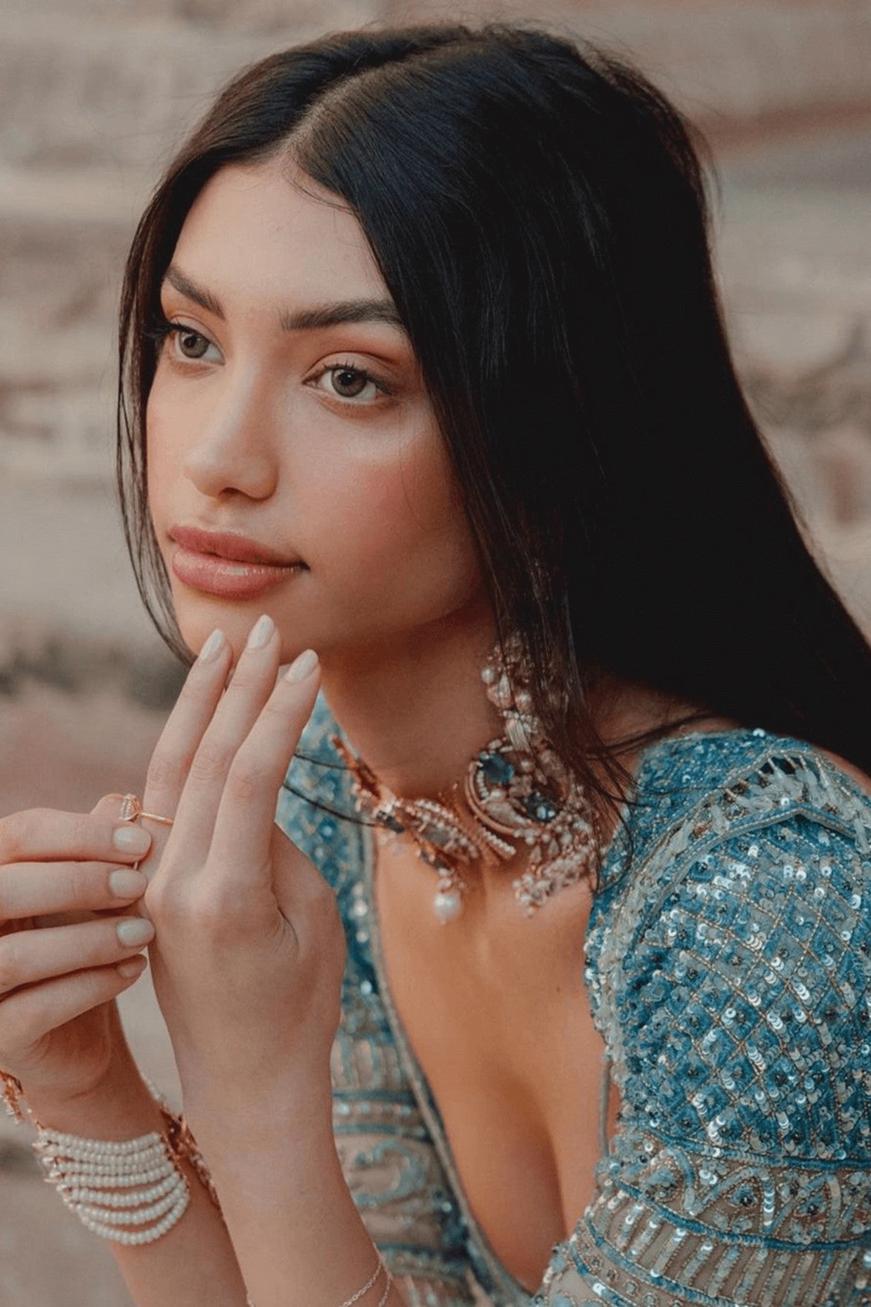 22kt Rose Gold Plated Blue Swarovski Choker