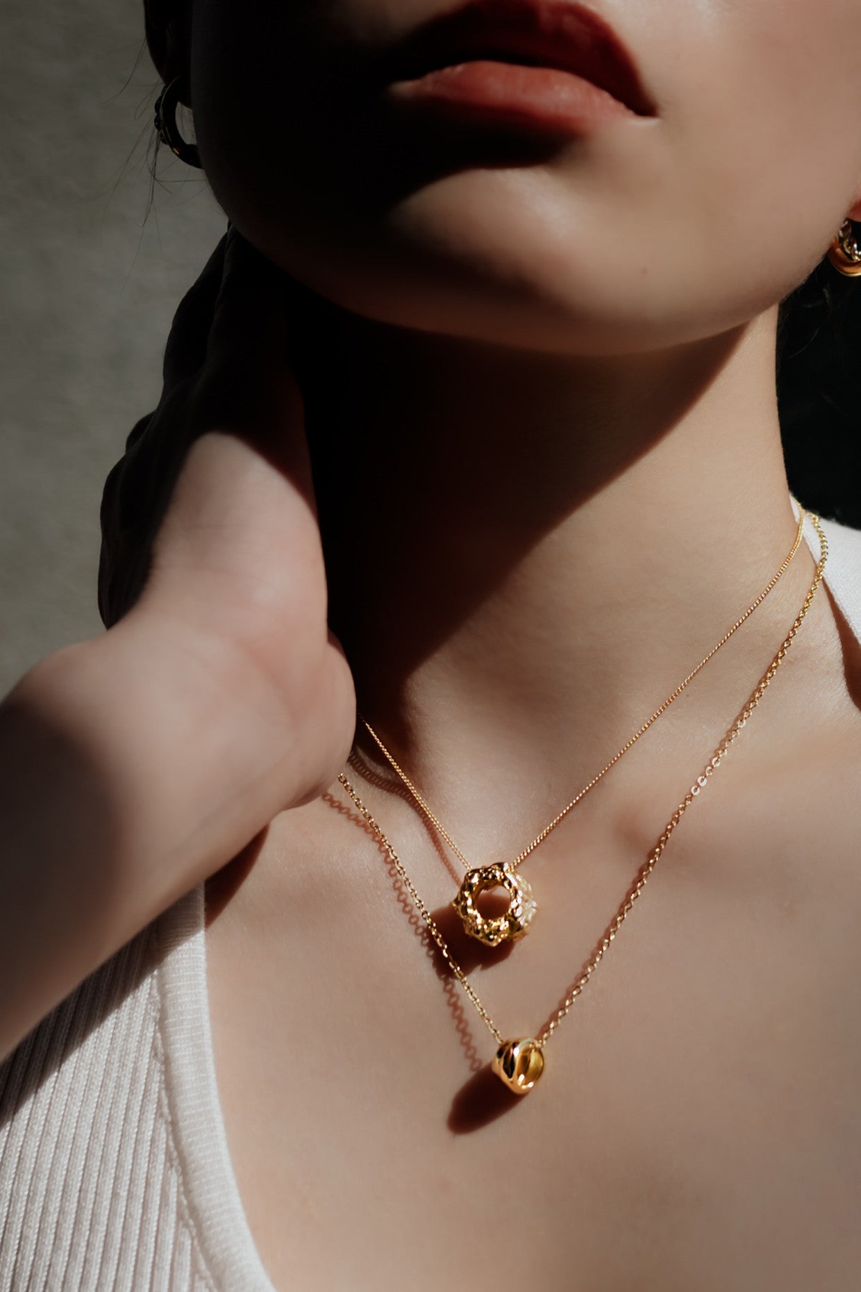 Alexa Hammered Gold Nugget Necklace