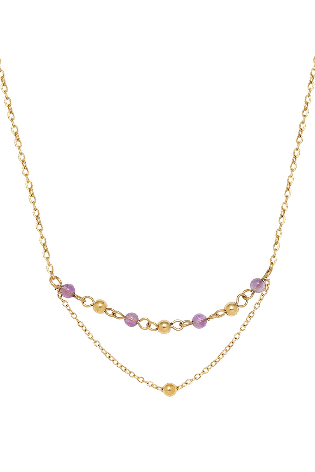 18k Amethyst Beaded Necklace