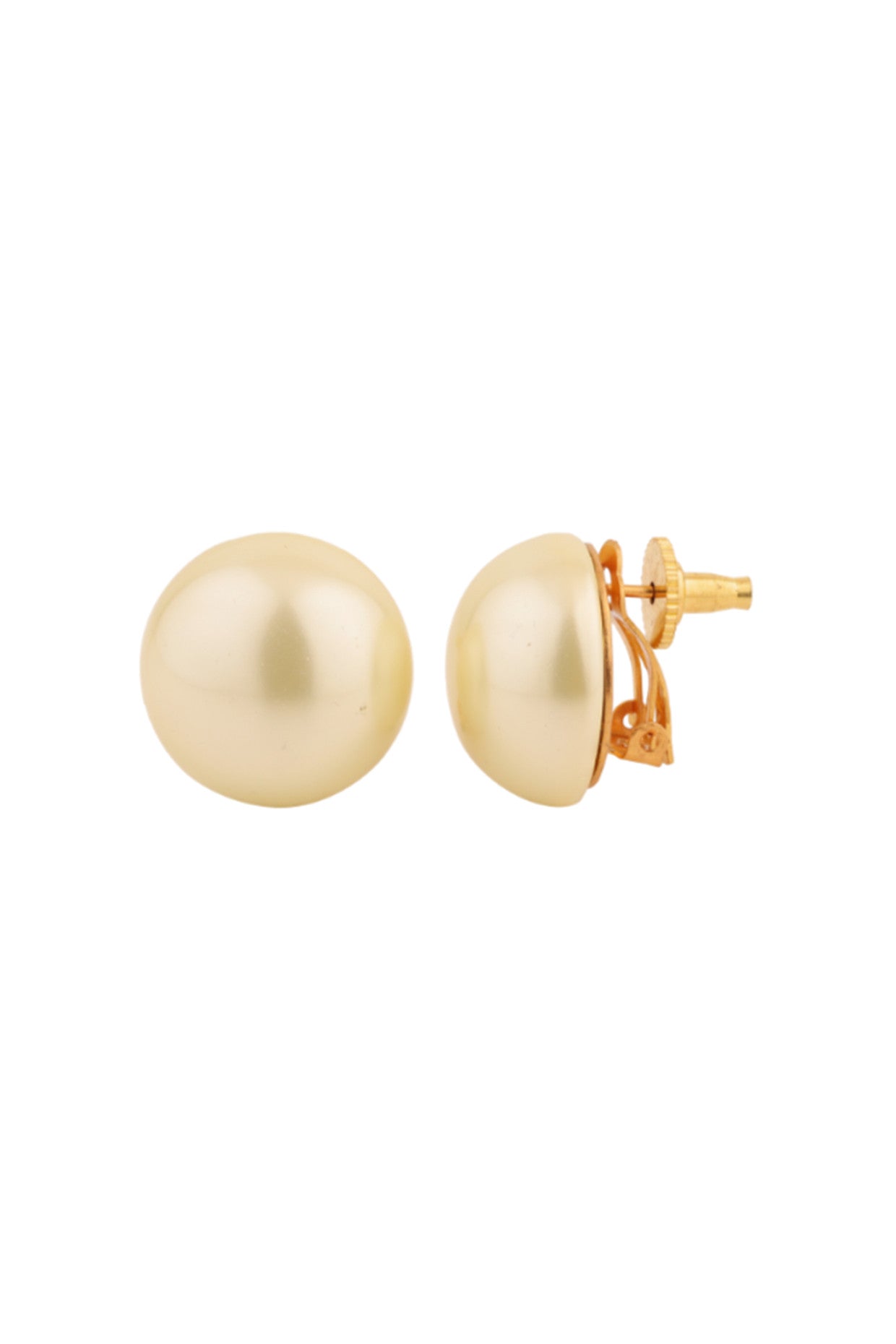 20mm Pearl Studs Earrings Golden 18Kt Gold-Plated