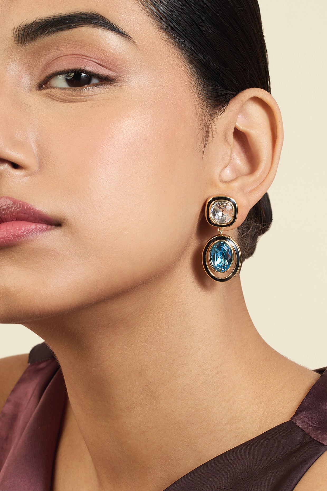 Aqua Goals Mismatched Danglers 18Kt Gold Plated