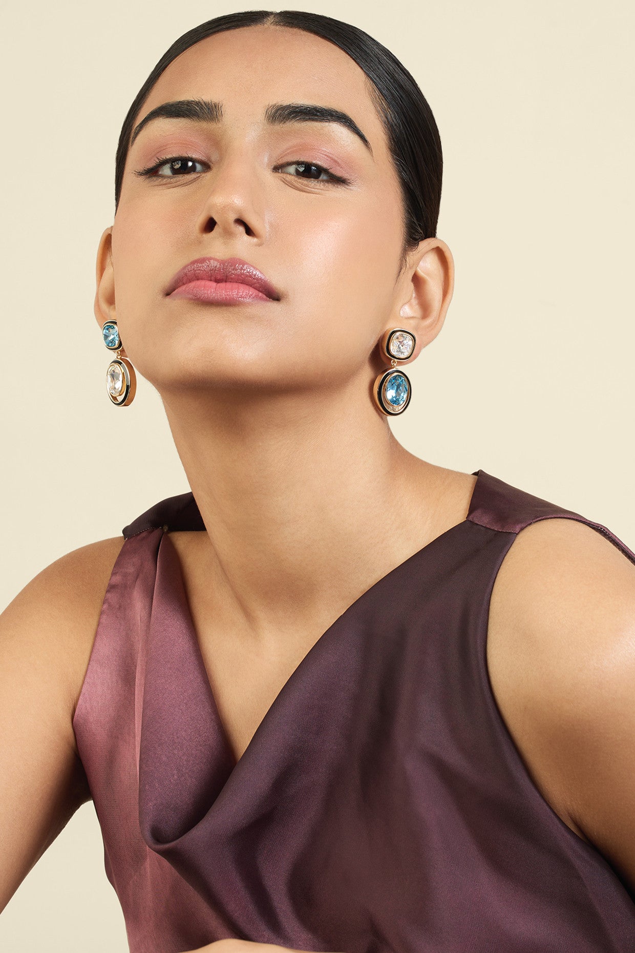 Aqua Goals Mismatched Danglers 18Kt Gold Plated