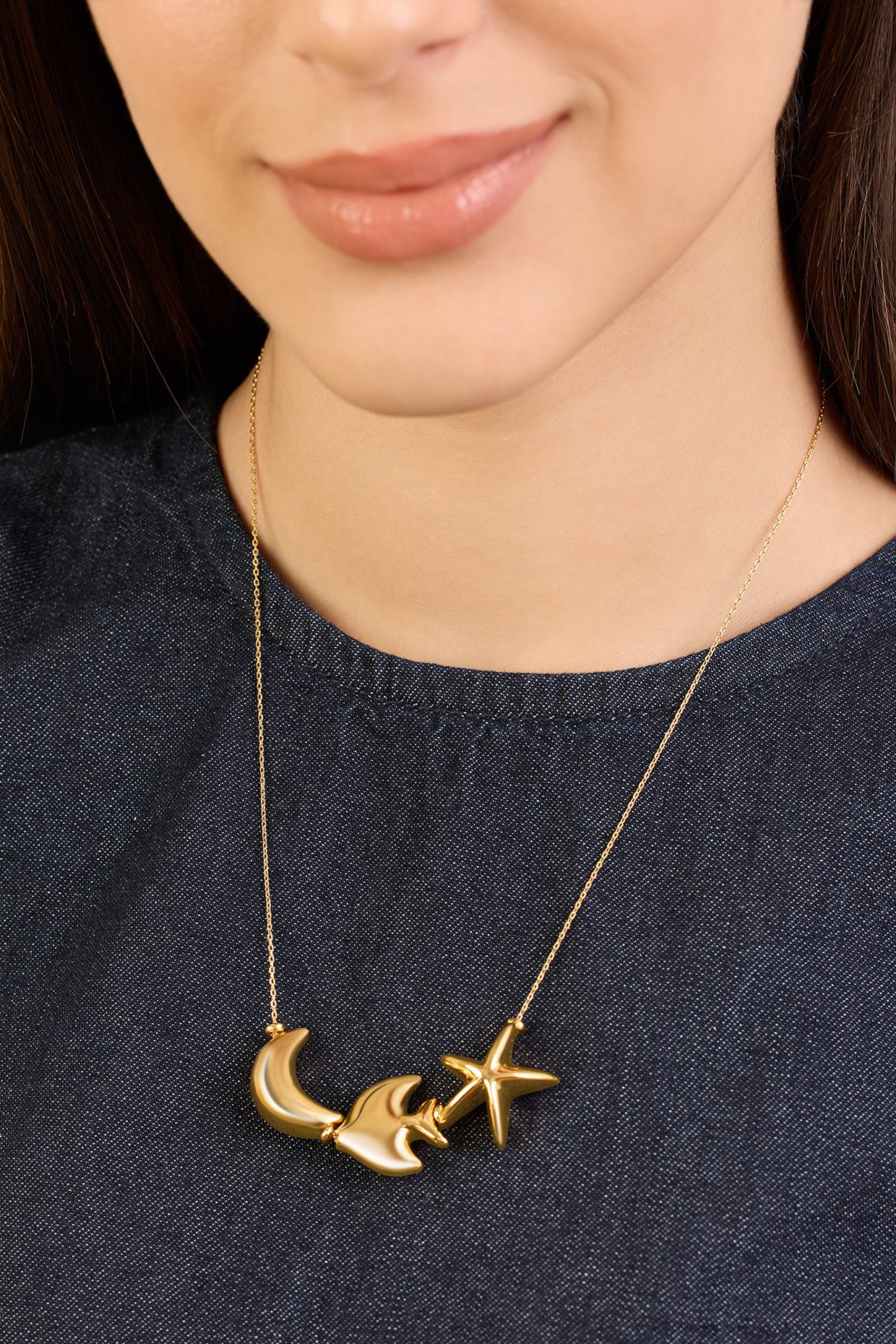 Aqua Gold Charm Necklace