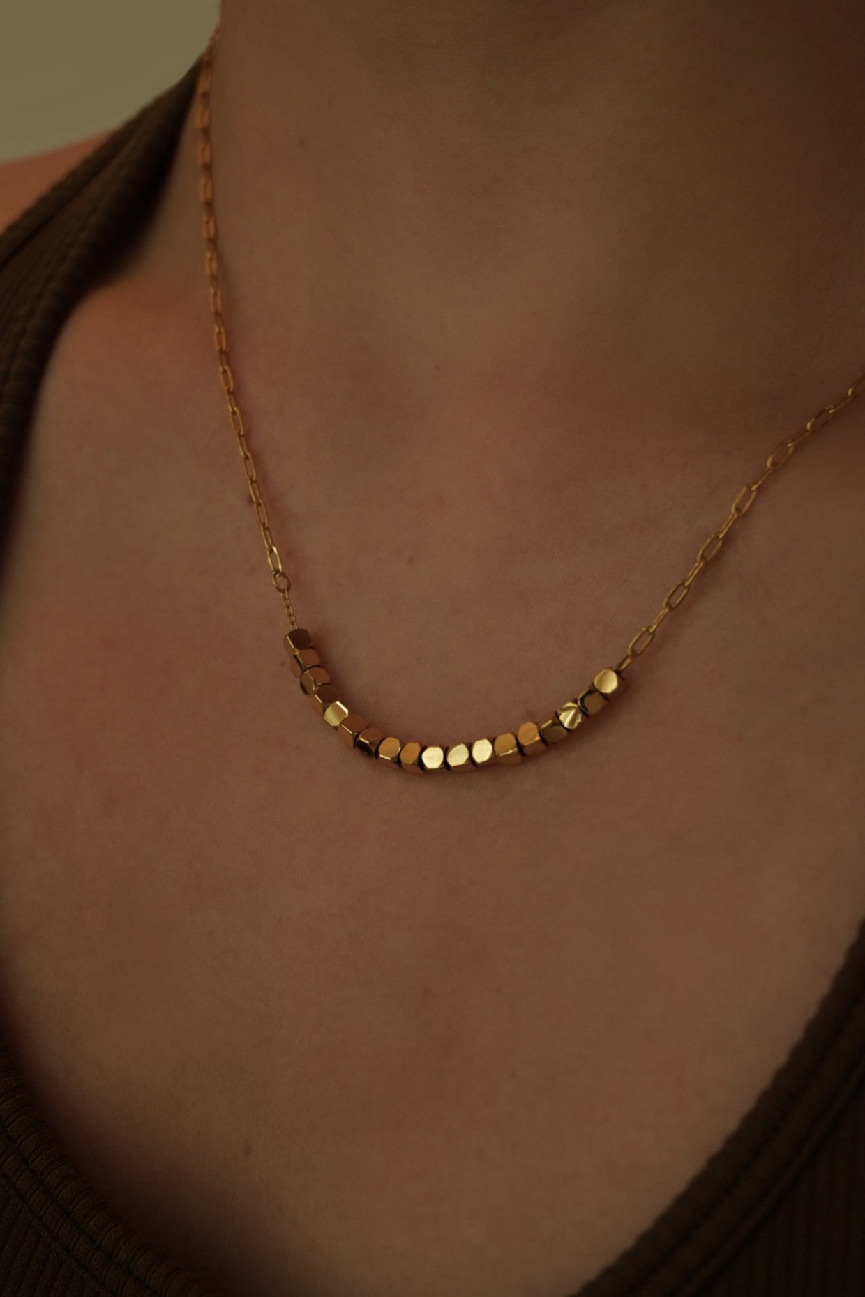 18k Gold Sparkling Beads Necklace
