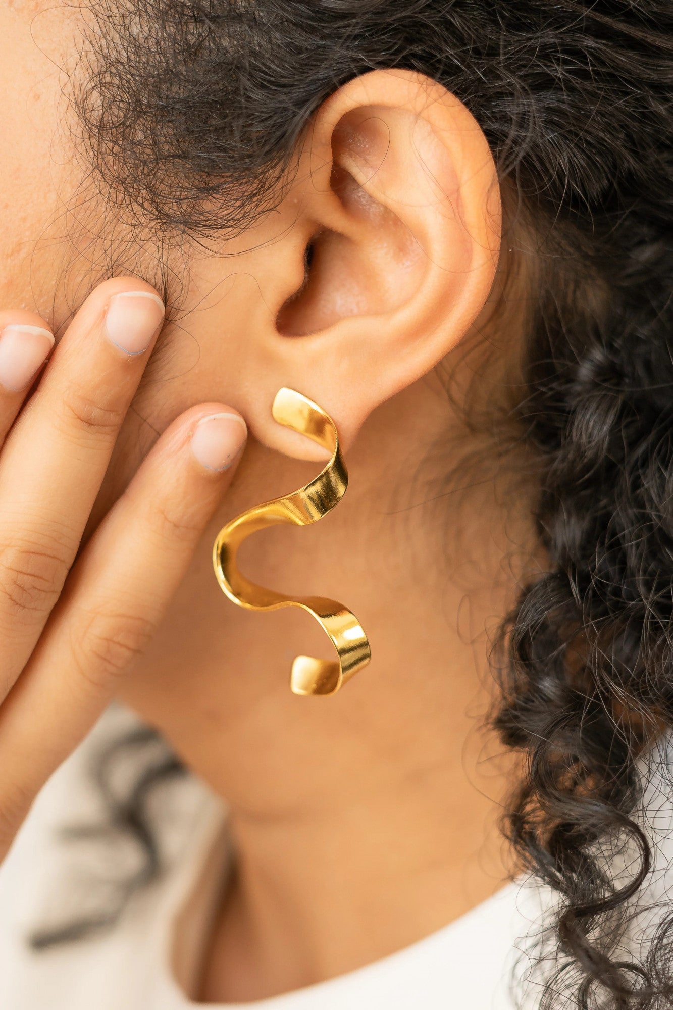 Gold Plated Wavy Earrings