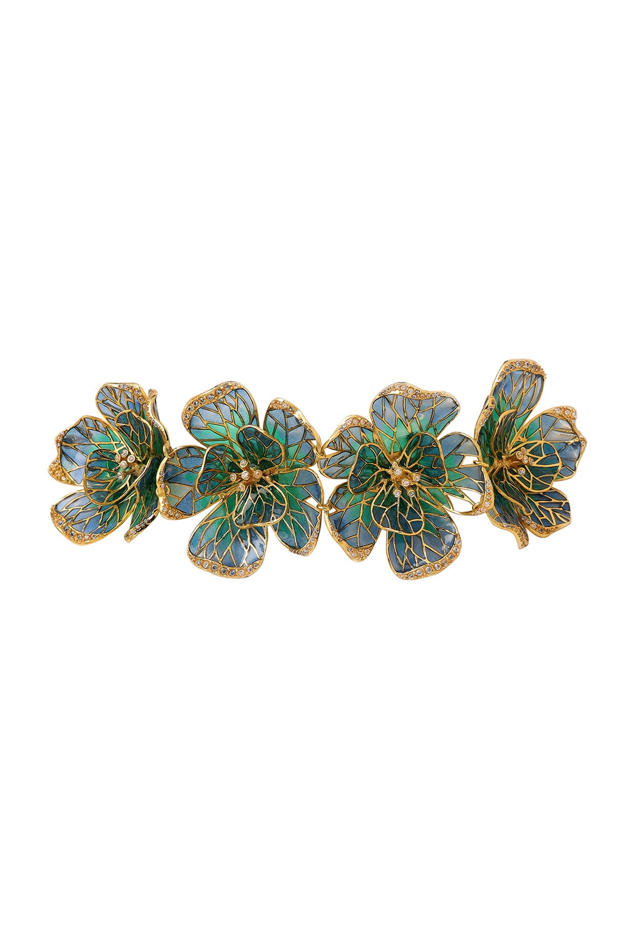 22kt Gold Plated Blue Floral Choker