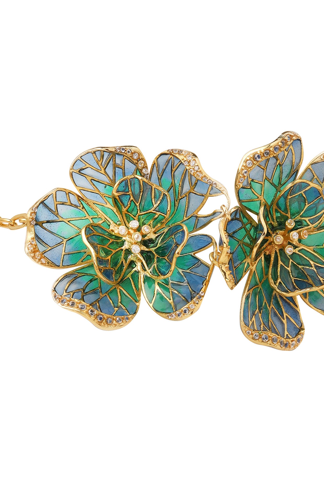 22kt Gold Plated Blue Floral Choker