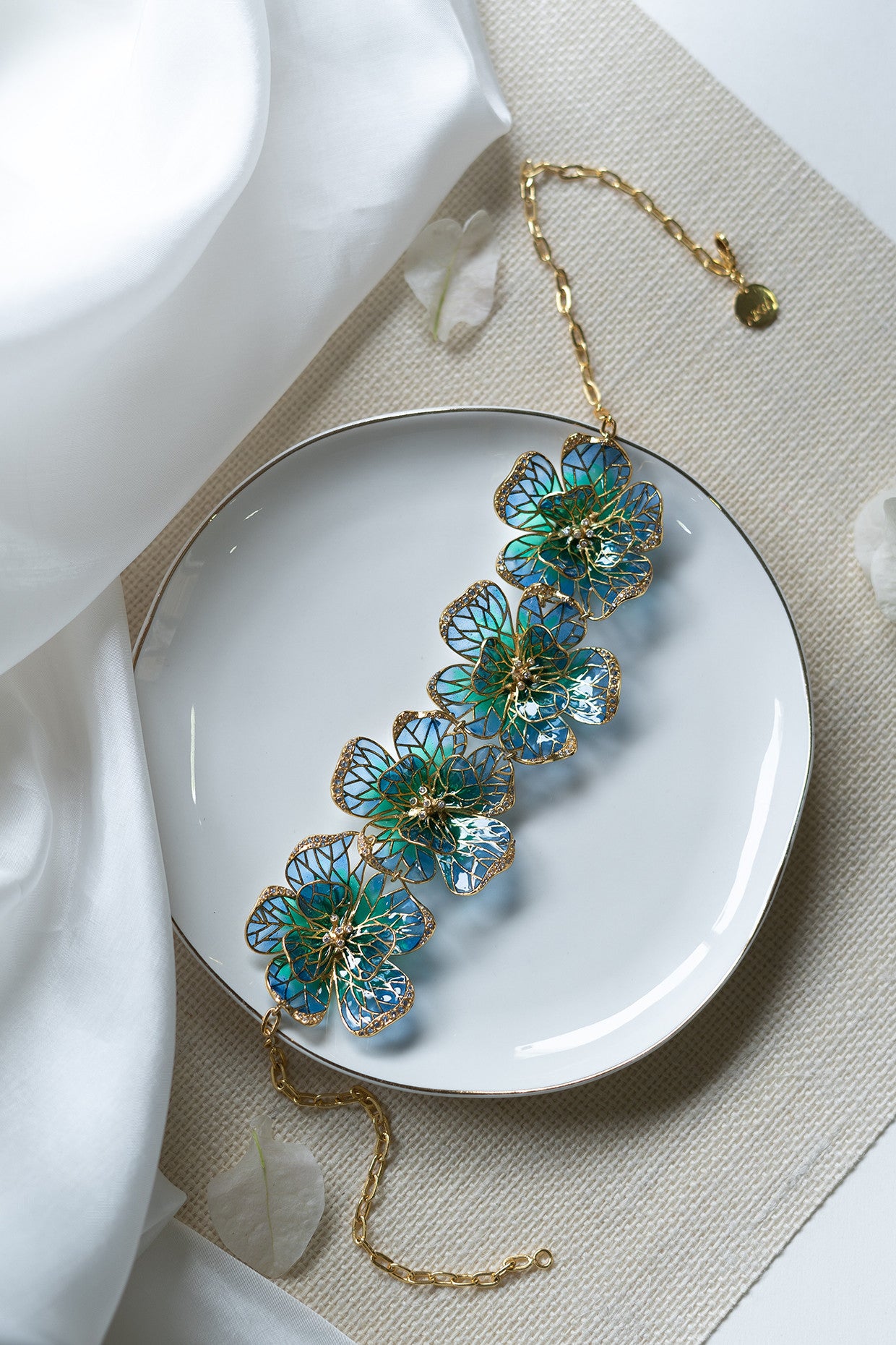 22kt Gold Plated Blue Floral Ring