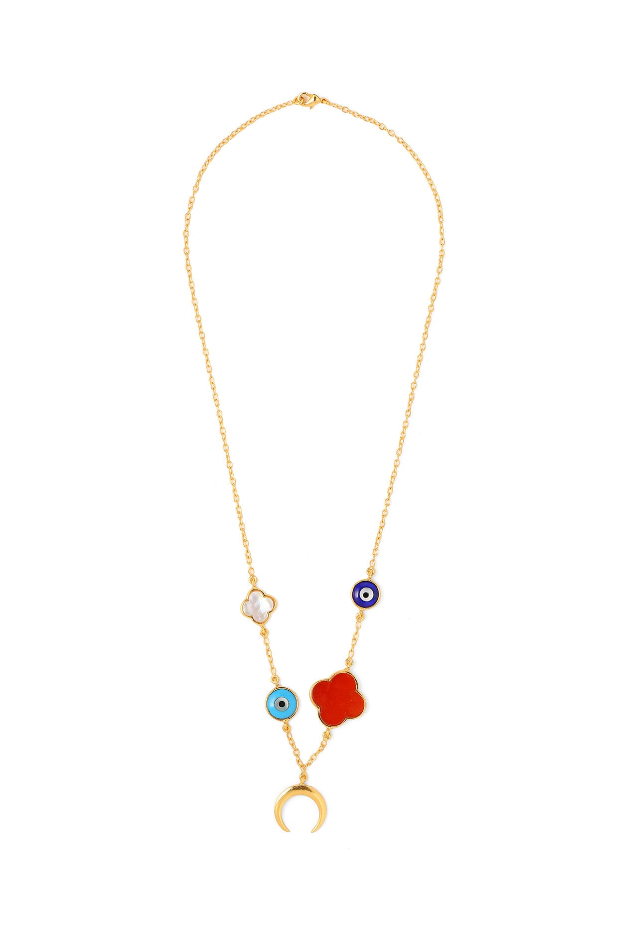 22kt Gold Plated Blue Evil Eye Necklace