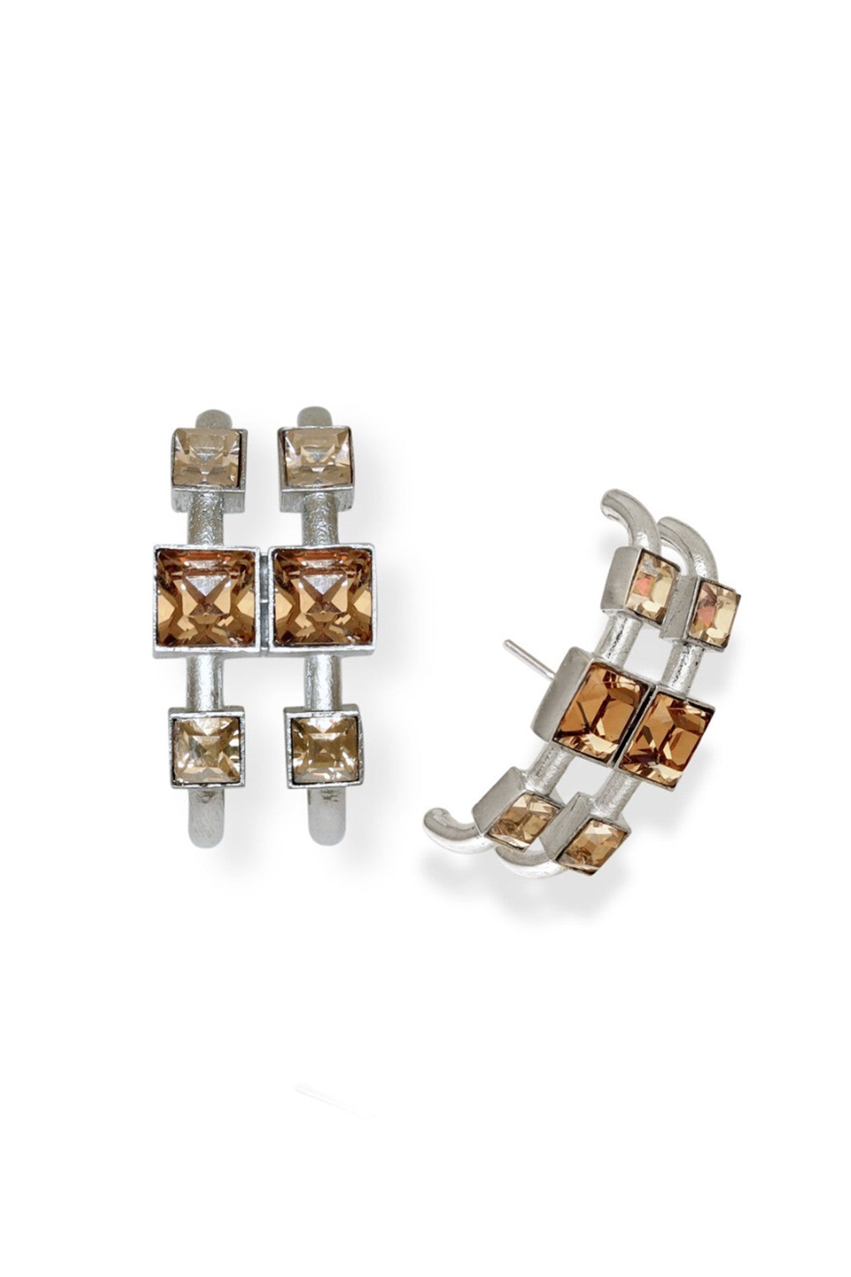 Silver Crismson Cascade Earrings